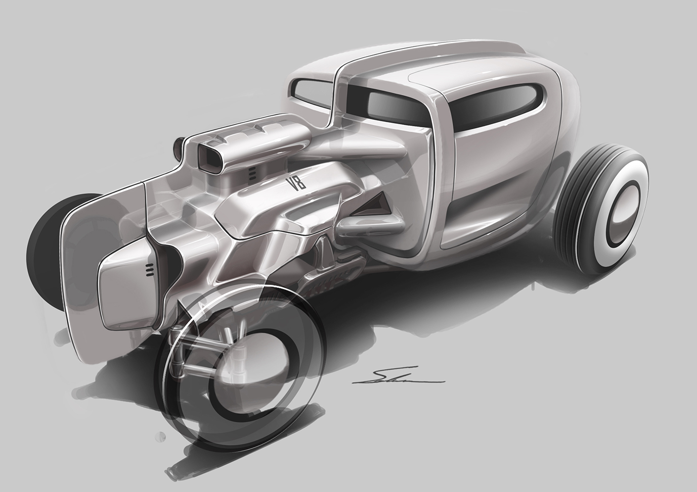 Light and shadow，hosein Soleiman，Hand drawn，