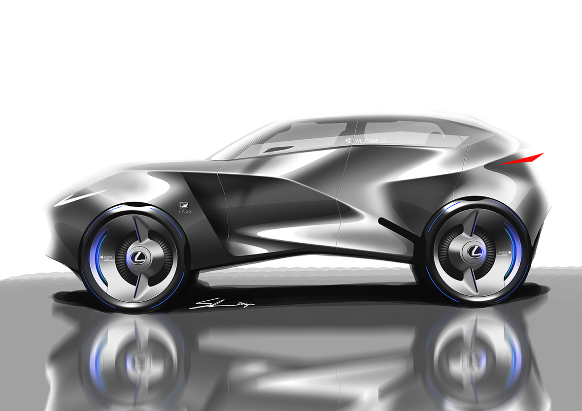 Sketch TOYOTA，Hand drawn，Electronic engraving，