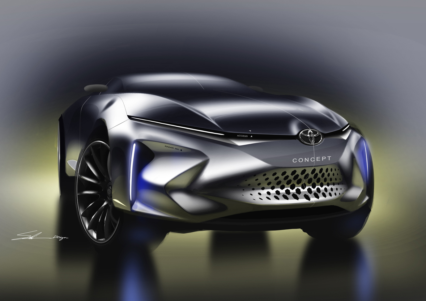 Sketch TOYOTA，Hand drawn，Electronic engraving，