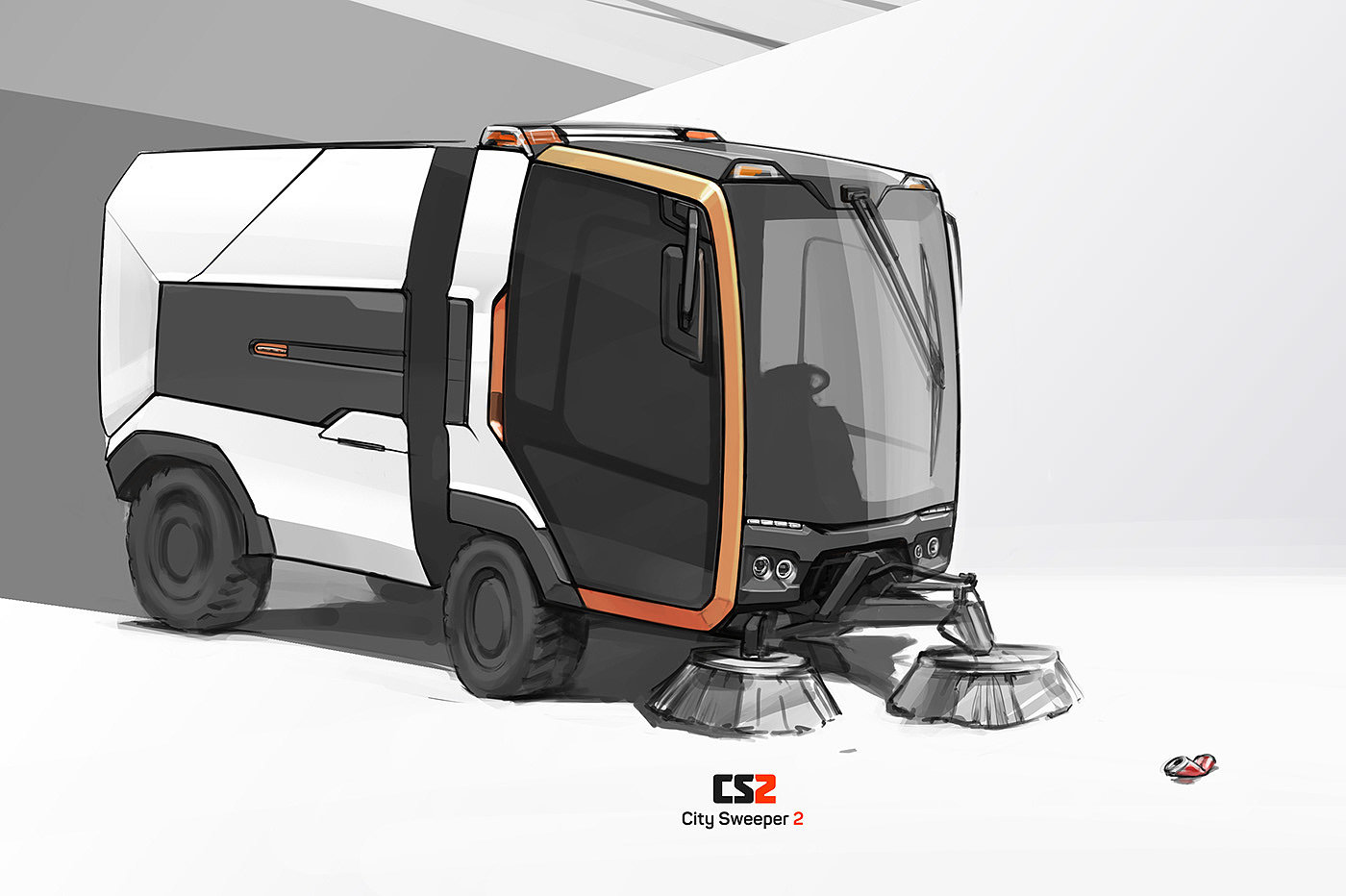 Cleaning car，Hand drawn，Electronic engraving，