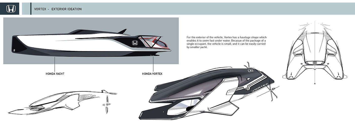 概念设计，内饰设计，交通工具设计，潜水艇，honda，
