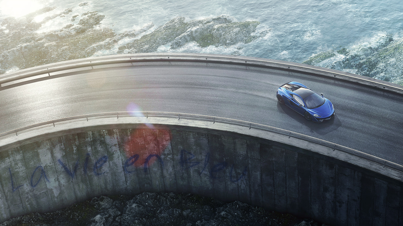 Sports car，blue，modern，illustration，