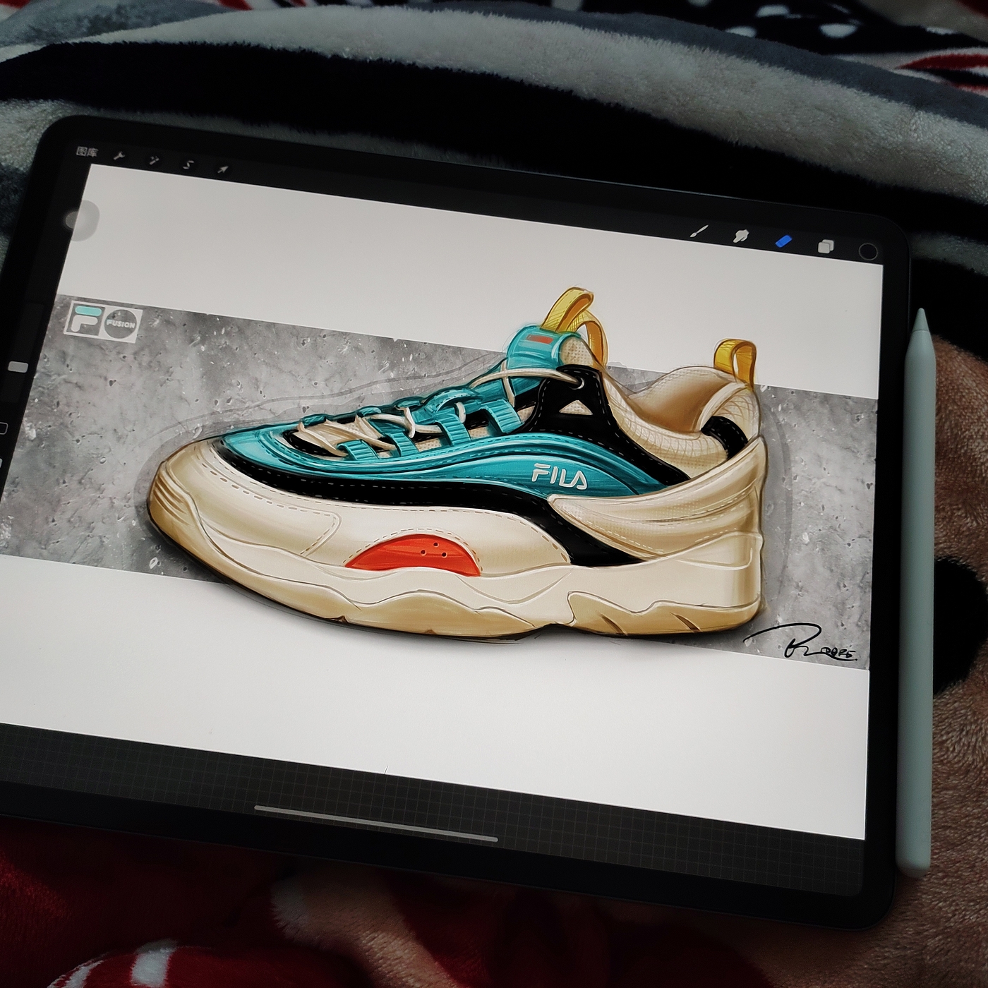 wacom ，ipad，Procreate，Shoe rendering，