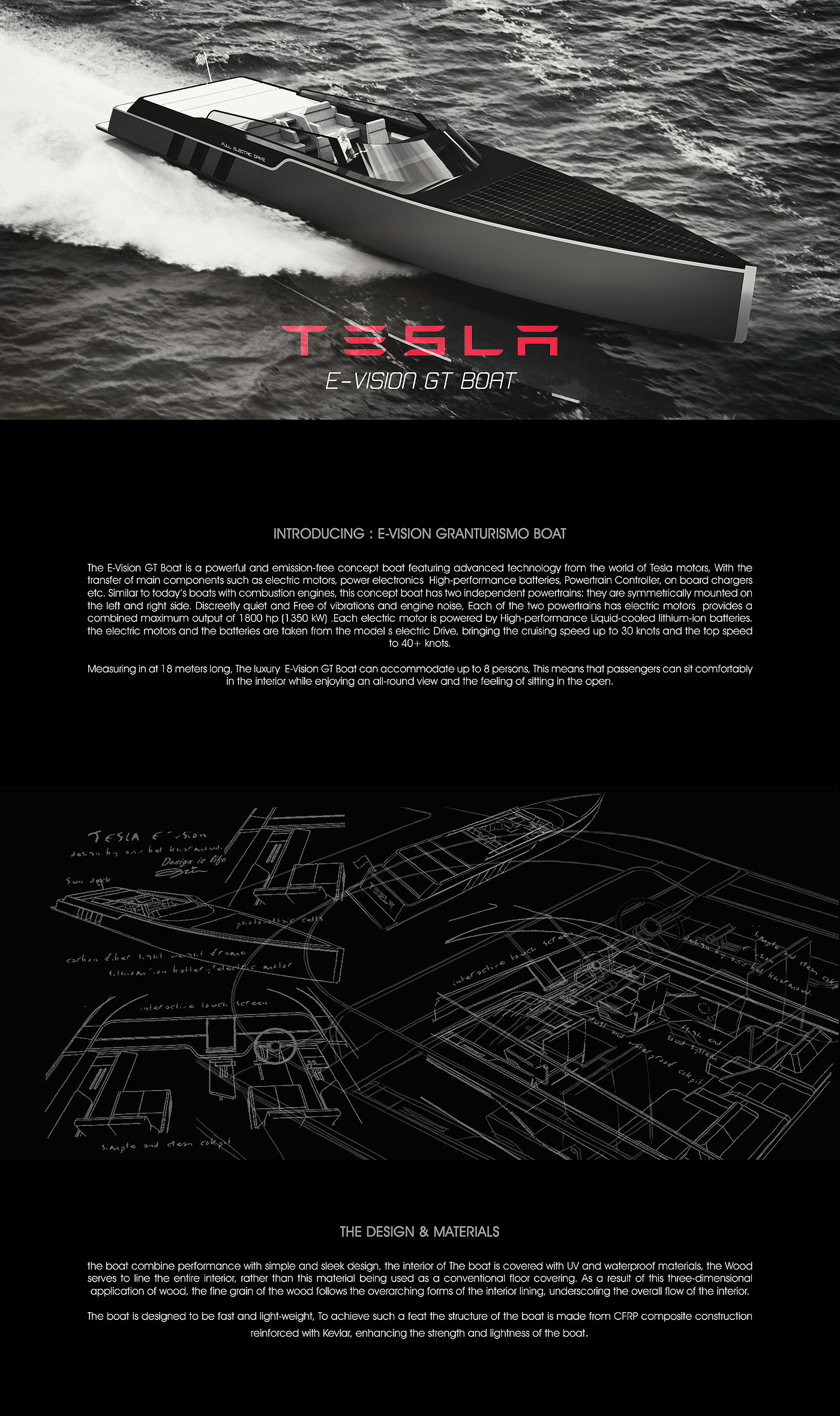 tesla，游艇，概念设计，