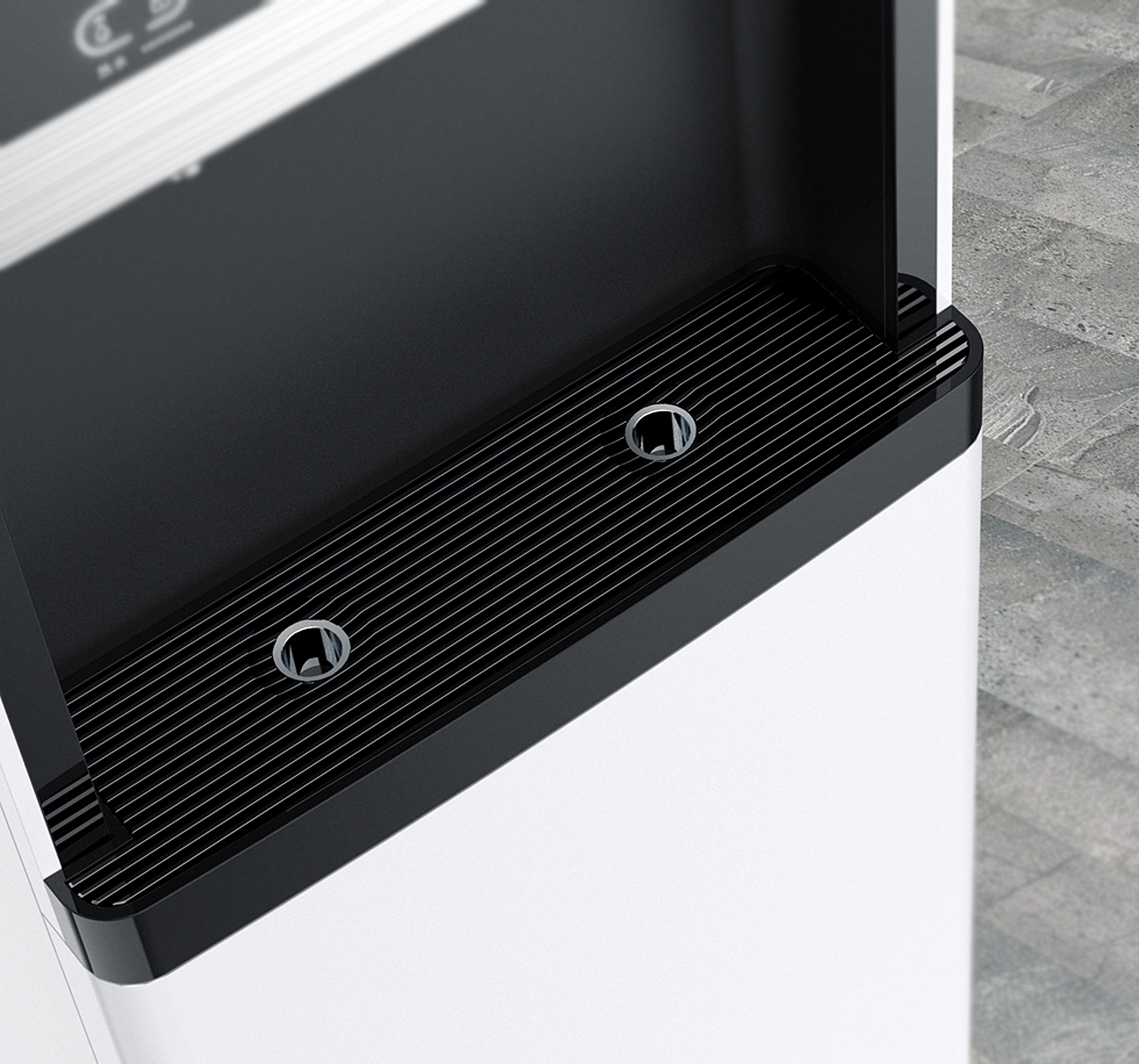 industrial design，product design，Water purifier，Commercial water dispenser，pure，Black and white color matching，Simplicity，