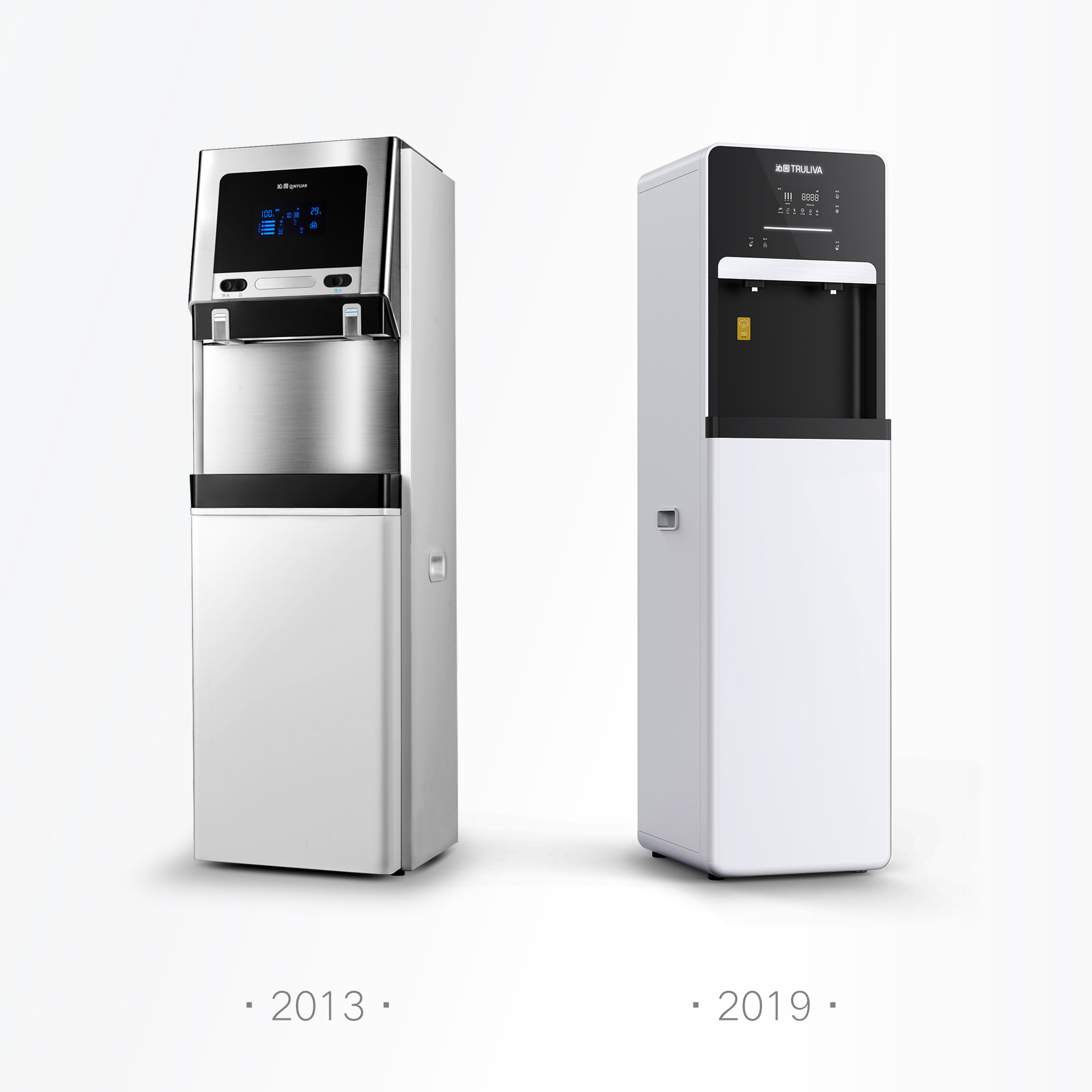 industrial design，product design，Water purifier，Commercial water dispenser，pure，Black and white color matching，Simplicity，