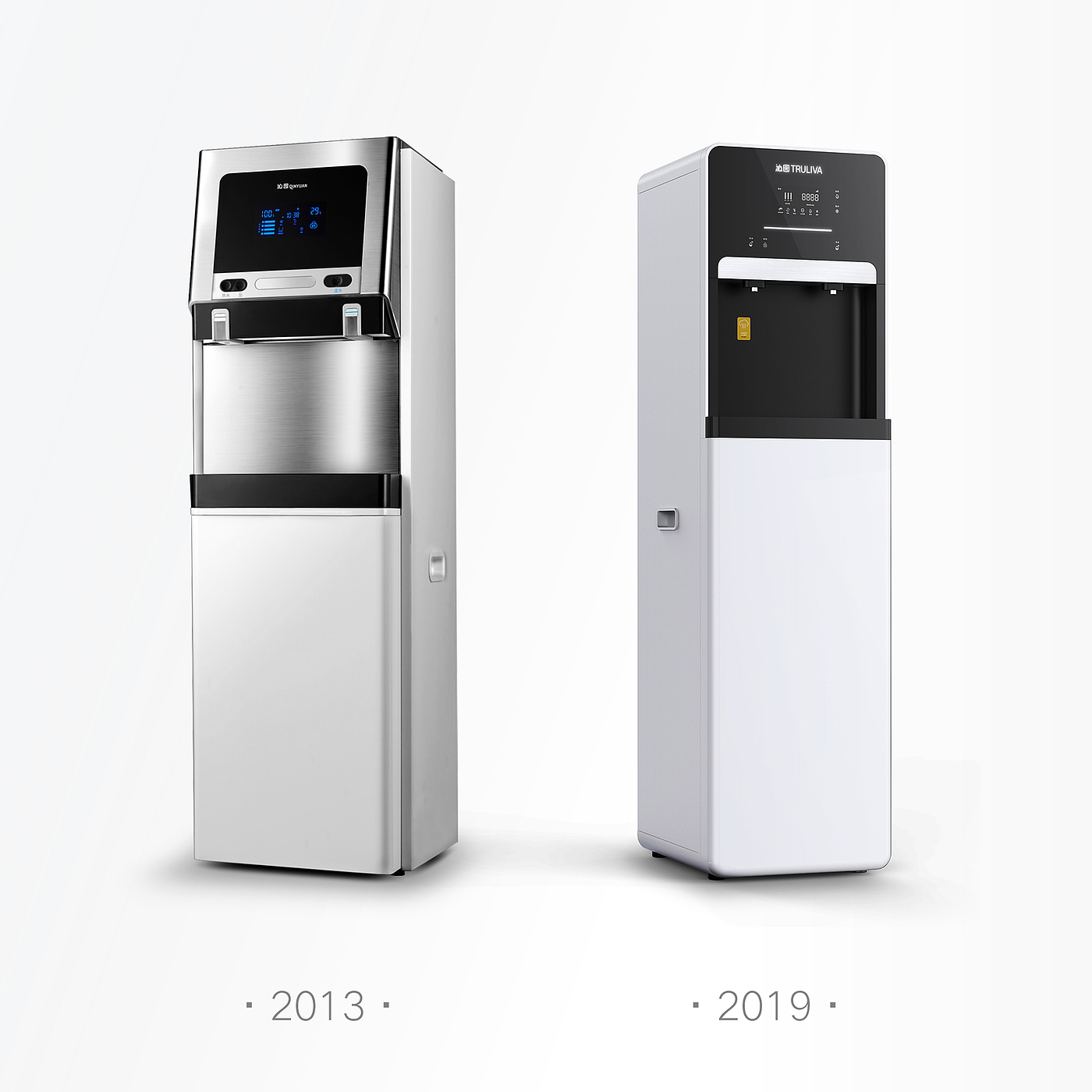 industrial design，product design，Water purifier，Commercial water dispenser，pure，Black and white color matching，Simplicity，