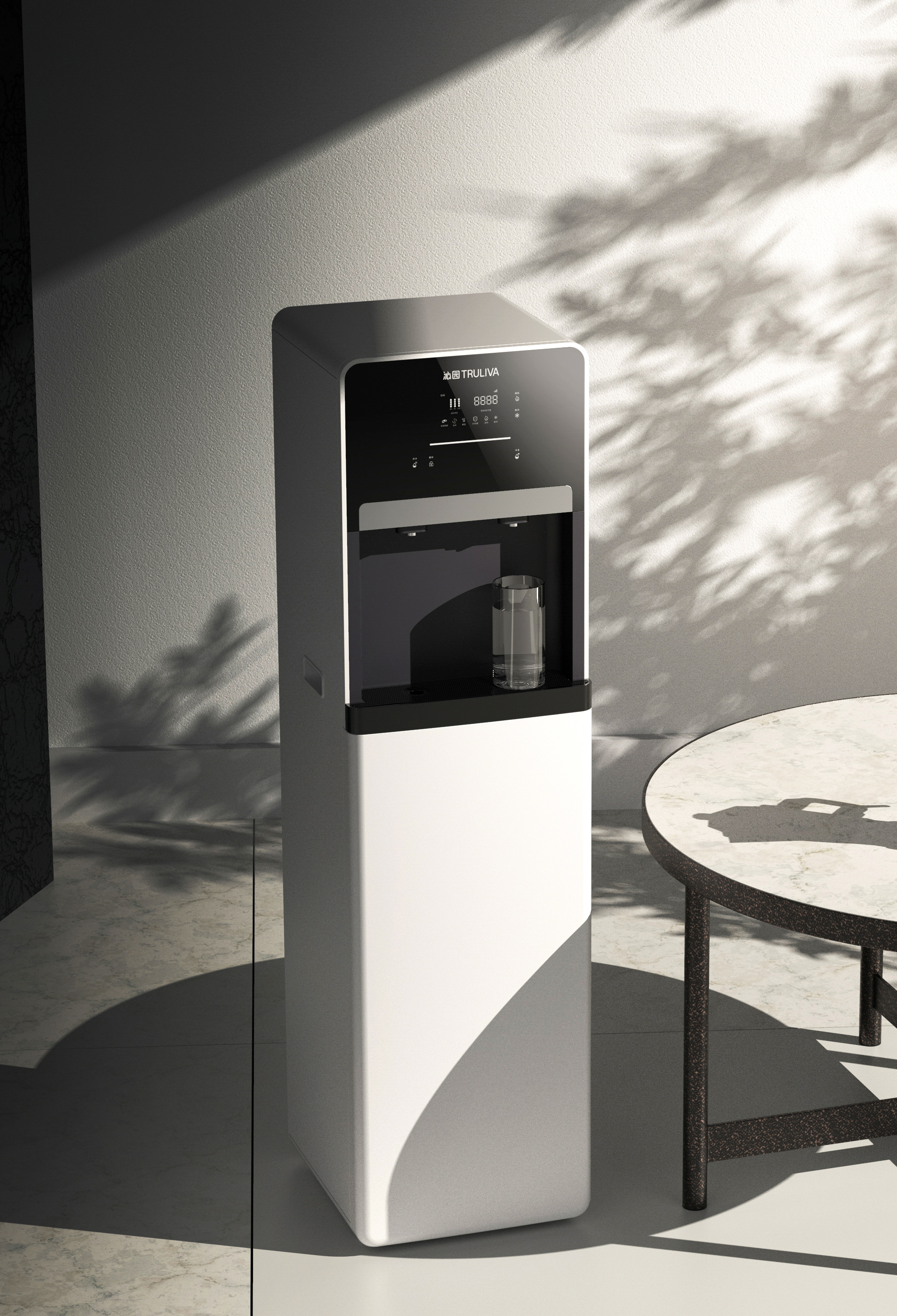 industrial design，product design，Water purifier，Commercial water dispenser，pure，Black and white color matching，Simplicity，