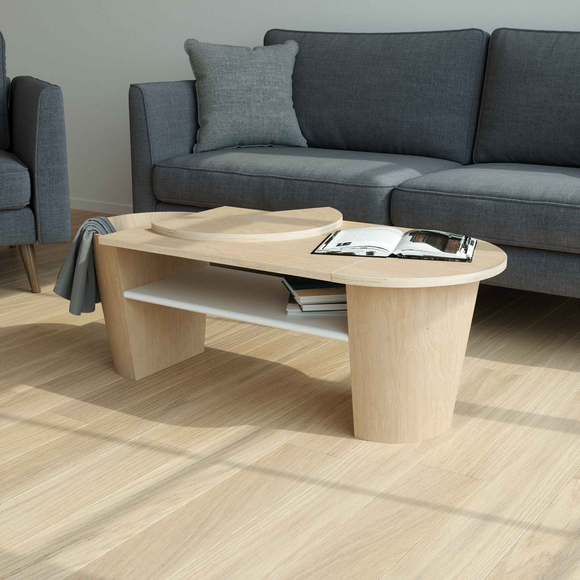 woodrow coffee table 这款茶几提供多功能和隐藏式储物格
