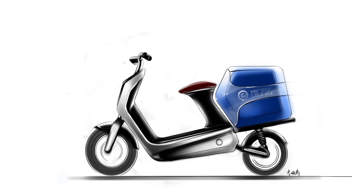 Reprint，industrial design，product design，Hand drawn，Electric motorcycle，