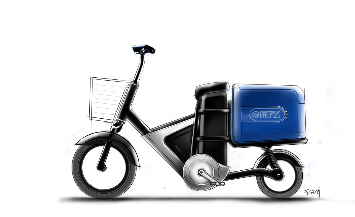 Reprint，industrial design，product design，Hand drawn，Electric motorcycle，