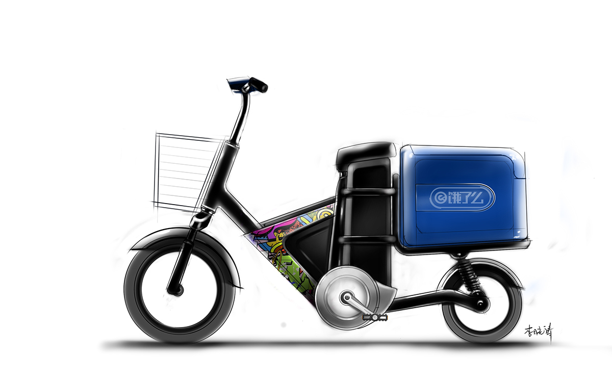 Reprint，industrial design，product design，Hand drawn，Electric motorcycle，