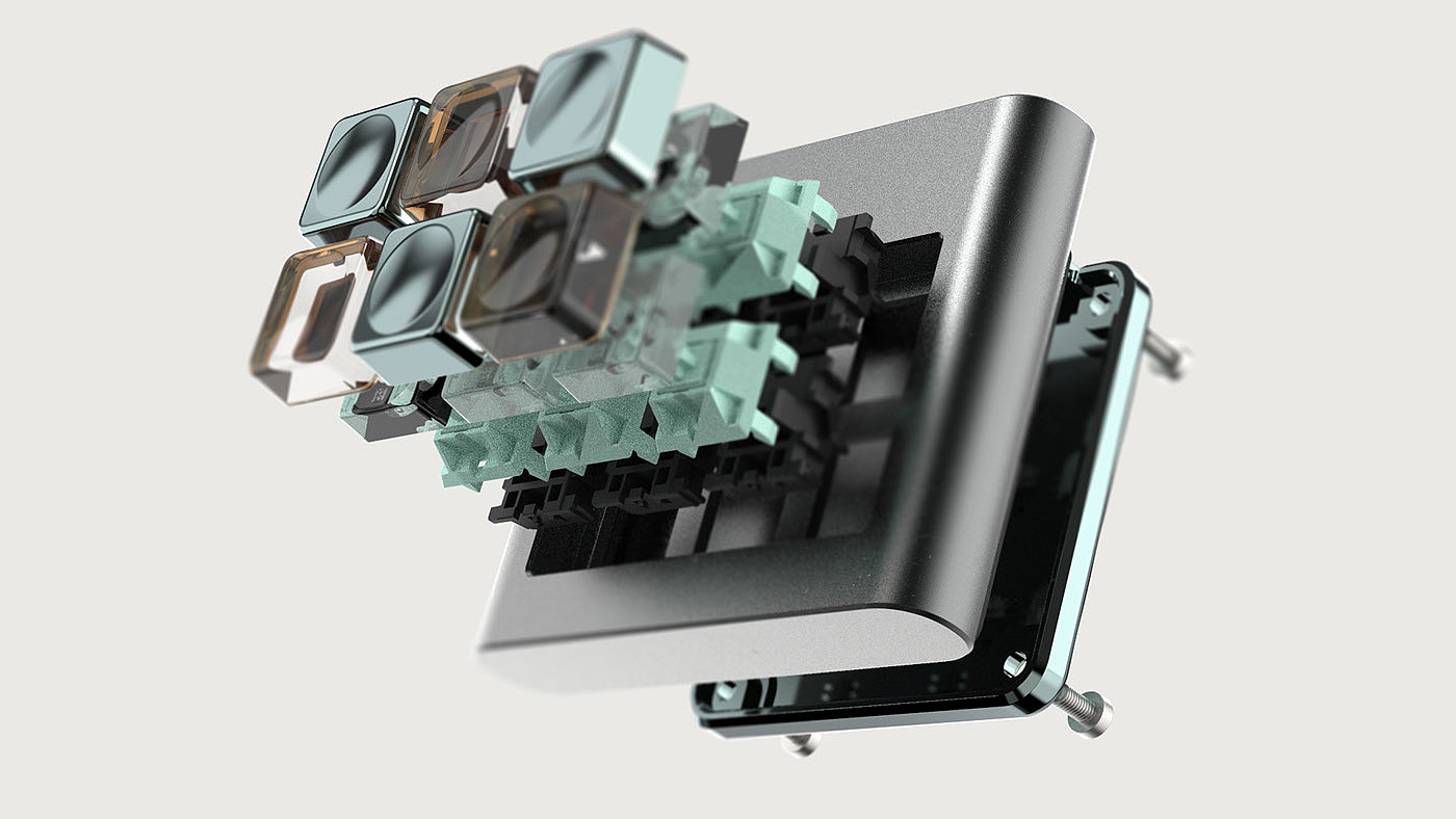 M6-A，keyboard，three-dimensional model，industrial design，