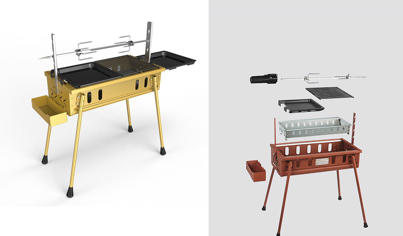 Barbecue rack，Sheet metal design，Structural design，industrial design，product design，