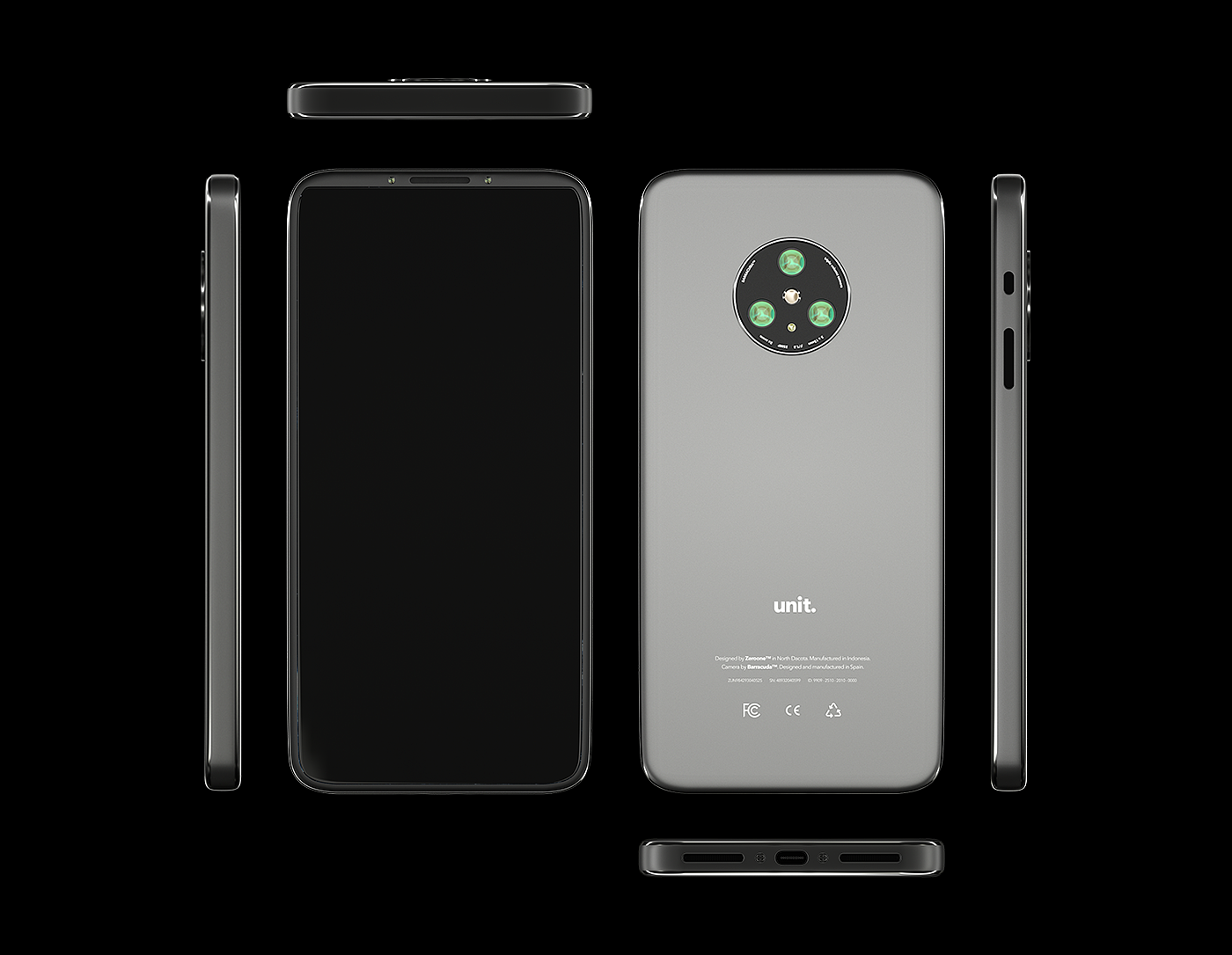 unit，Mobile phone design，black，
