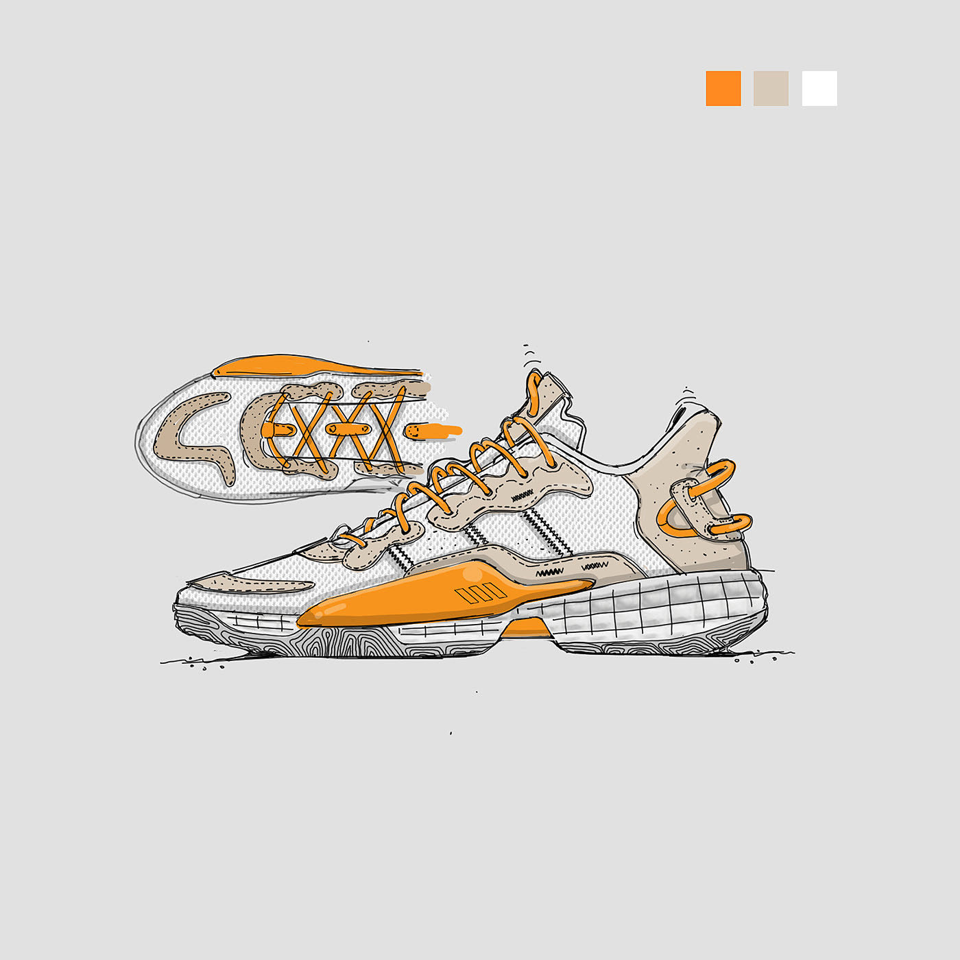 product design，shoes，motion，Hand drawn，