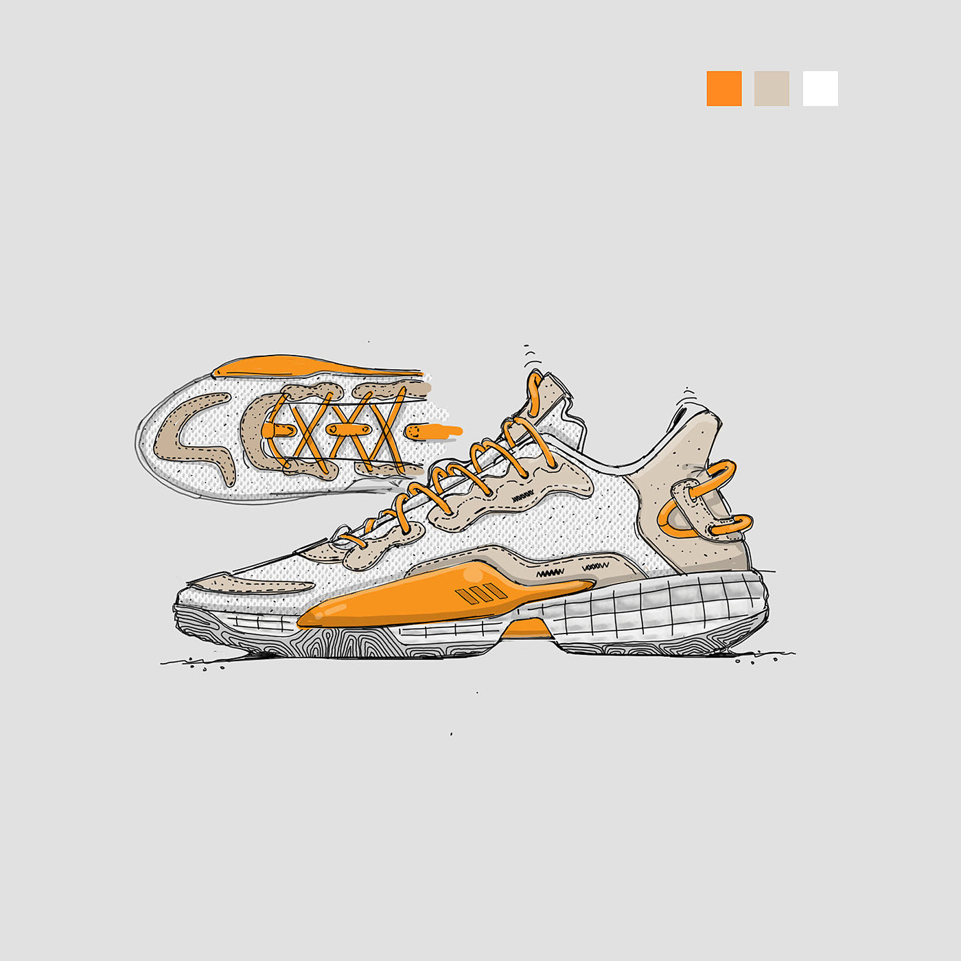 product design，shoes，motion，Hand drawn，