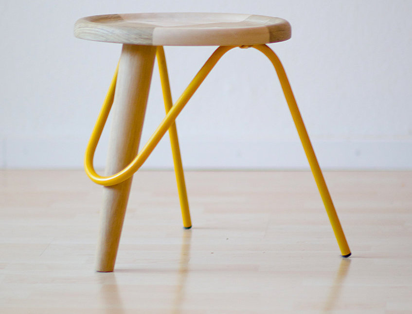 woodiness，stool，Home Furnishing，furniture，Bright yellow，
