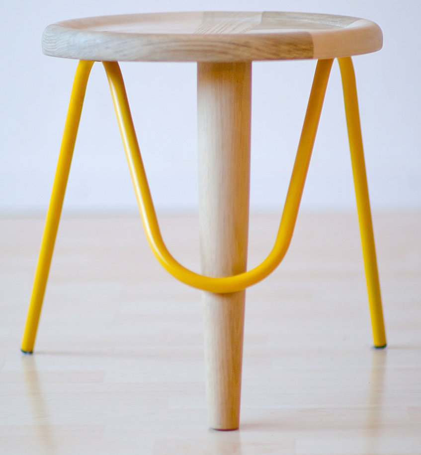 woodiness，stool，Home Furnishing，furniture，Bright yellow，