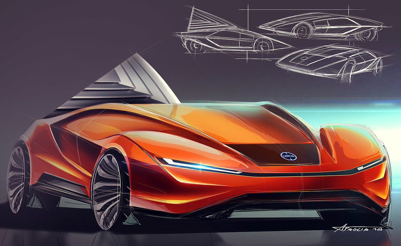 random sketches，Car sketch，Sports car，Automobile design，