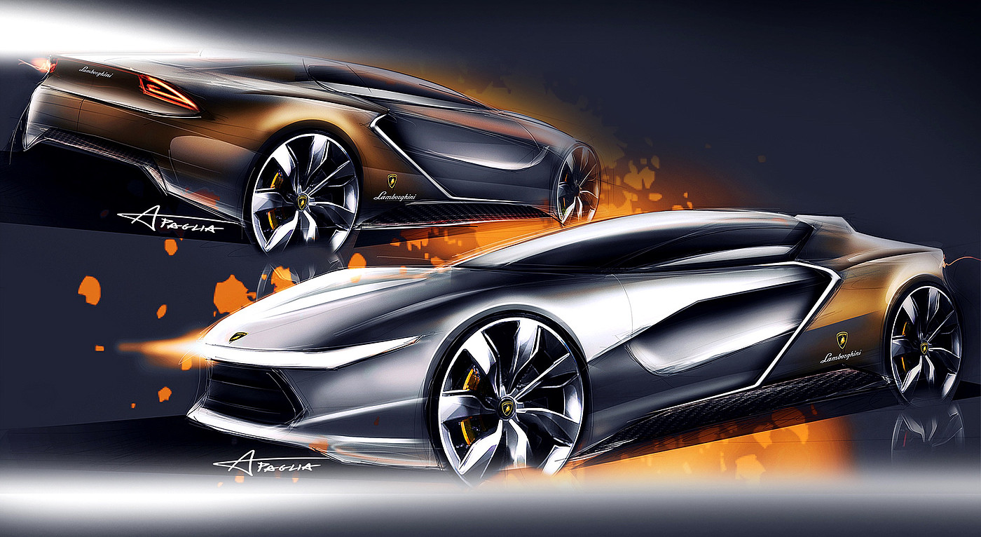 random sketches，Car sketch，Sports car，Automobile design，