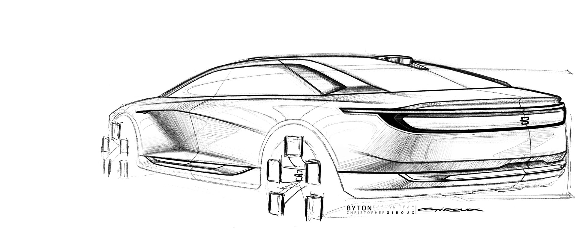 Automobile design，Sketch hand drawing，Sports car，BYTON K-Byte，Betten concept，