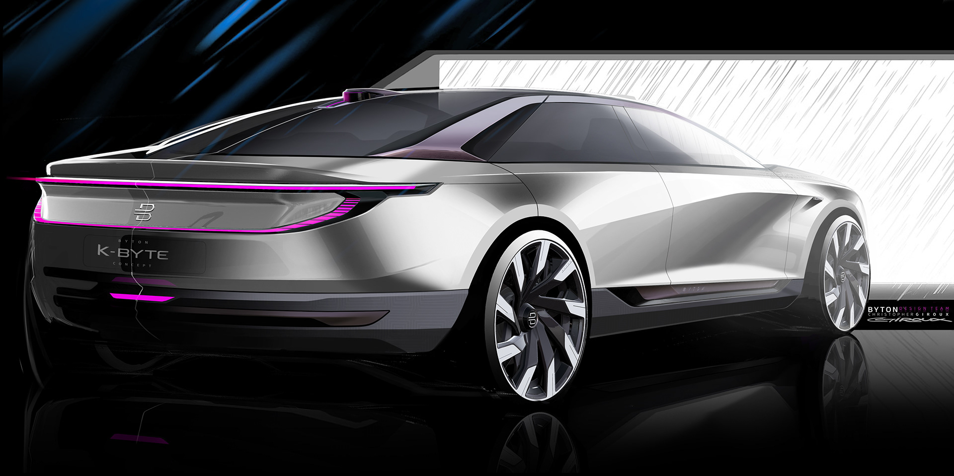Automobile design，Sketch hand drawing，Sports car，BYTON K-Byte，Betten concept，