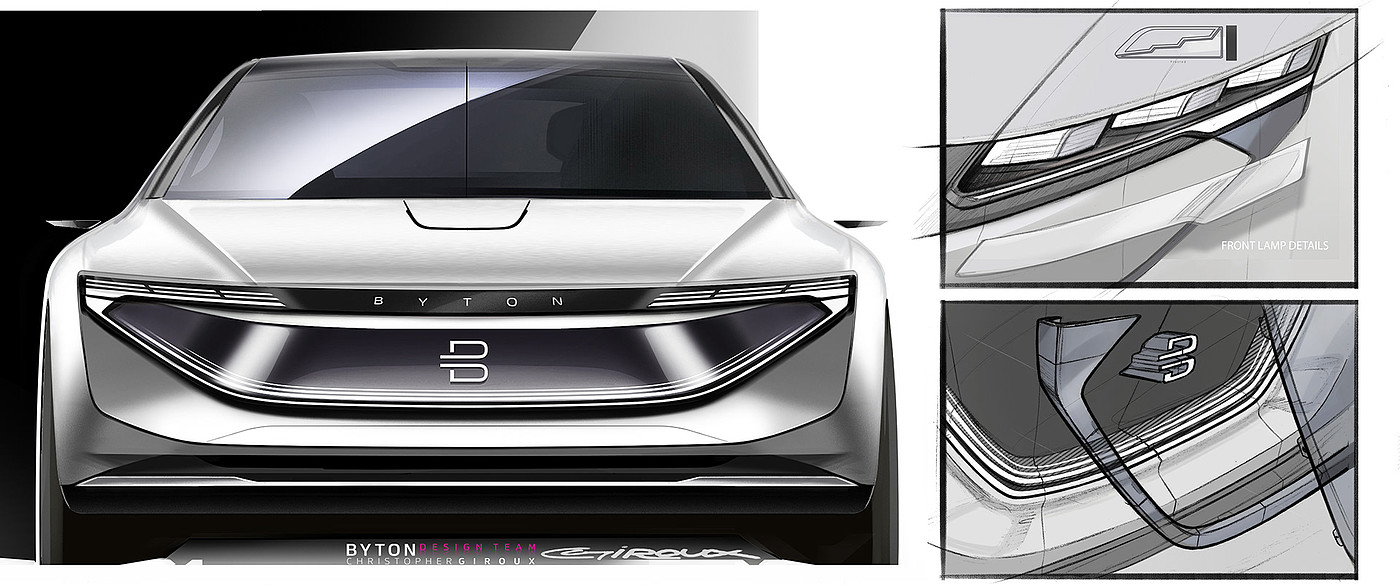 Automobile design，Sketch hand drawing，Sports car，BYTON K-Byte，Betten concept，