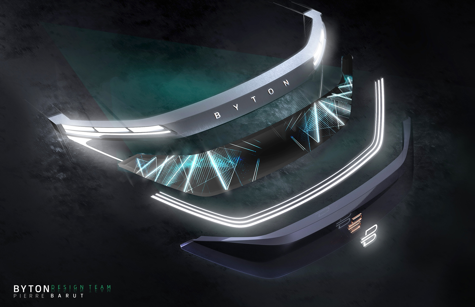 Automobile design，Sketch hand drawing，Sports car，BYTON K-Byte，Betten concept，