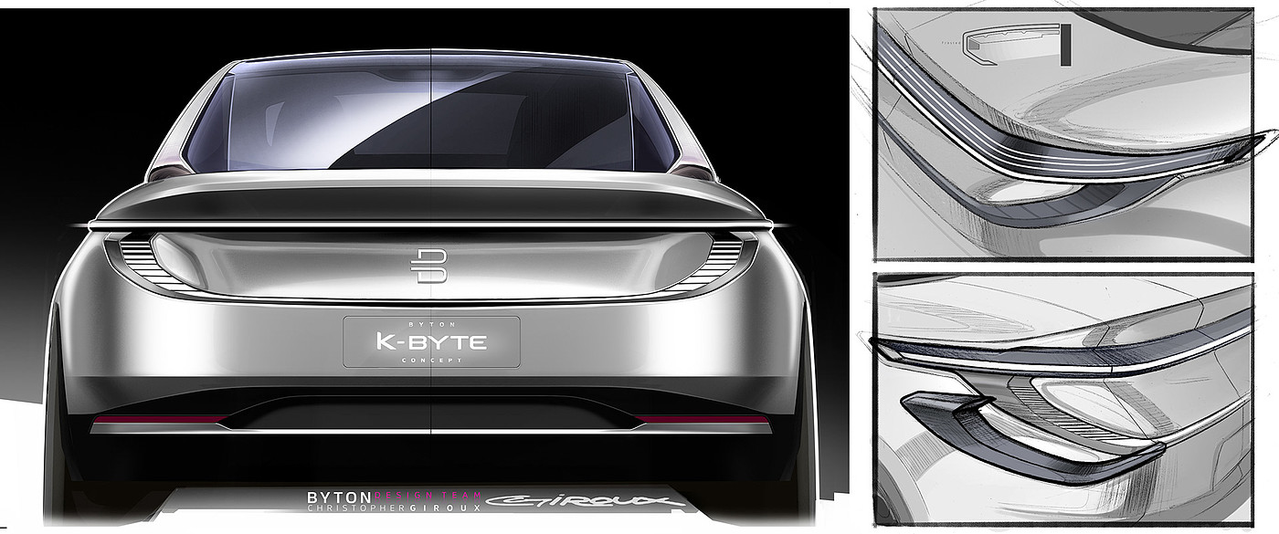 汽车设计，草图手绘，跑车，BYTON K-Byte，贝顿概念，