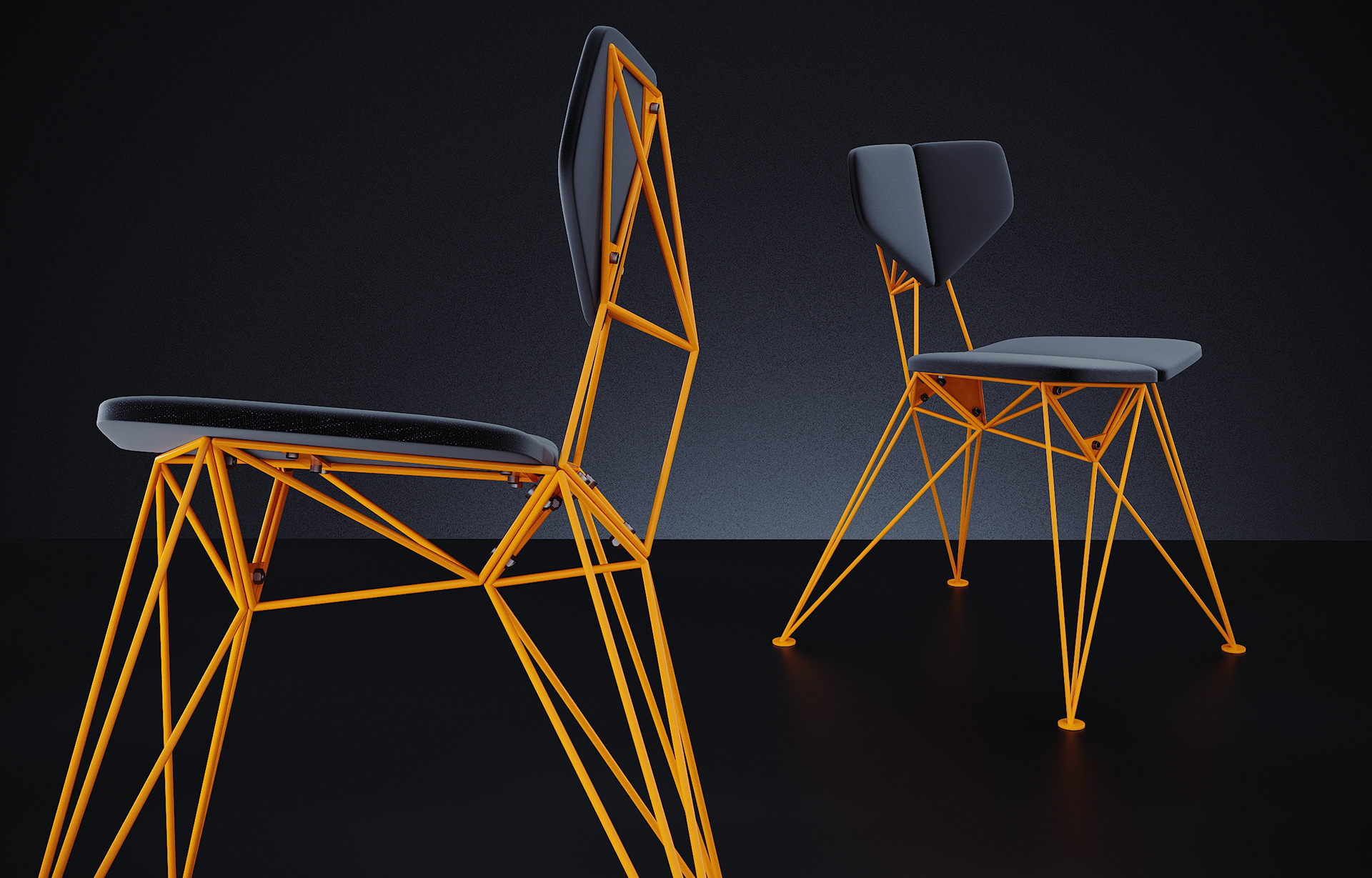 Steel bar，industrial design，furniture design ，chair，Lattice chair，