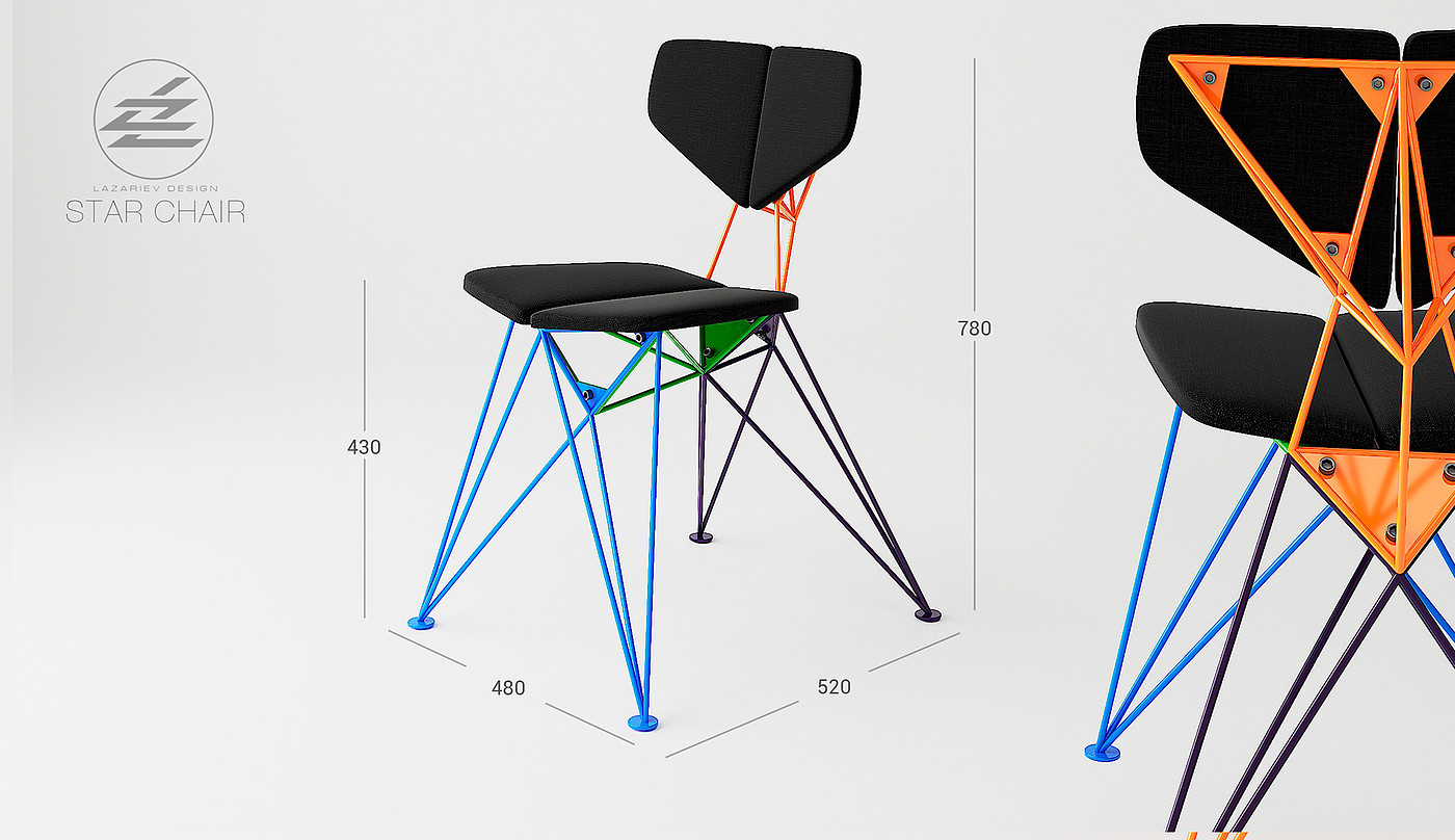 Steel bar，industrial design，furniture design ，chair，Lattice chair，