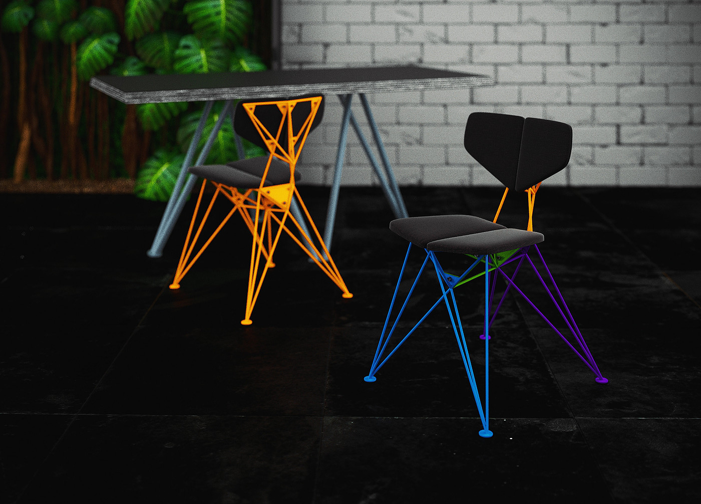 Steel bar，industrial design，furniture design ，chair，Lattice chair，