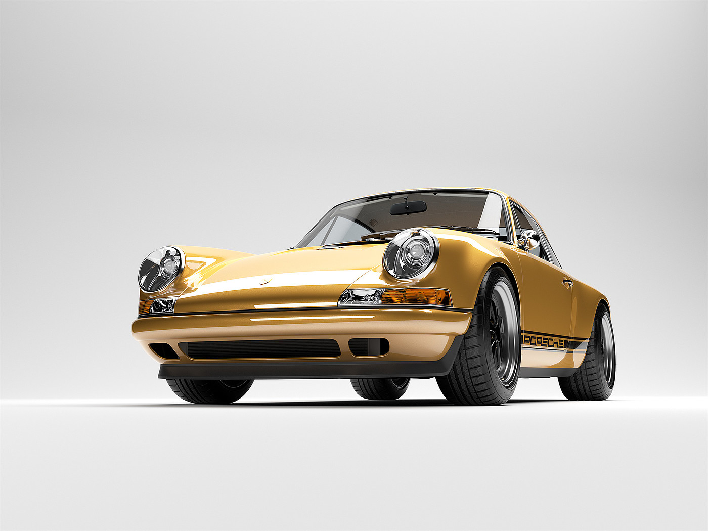 汽车设计，歌手重新设计的911，轿车，数码艺术，Mathias Wegert，黄色，