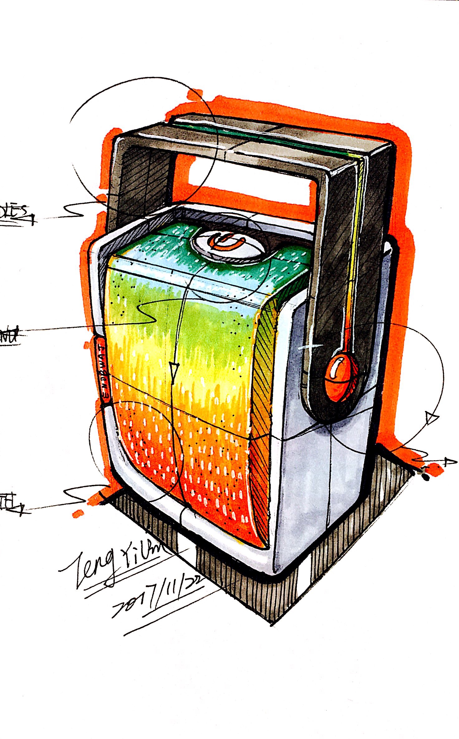 Teng Yilin，Hand drawn product design，Hand drawn industrial design，Pursue dream Jiangnan Design Postgraduate Entrance Examination，Hand drawn book of product designer，