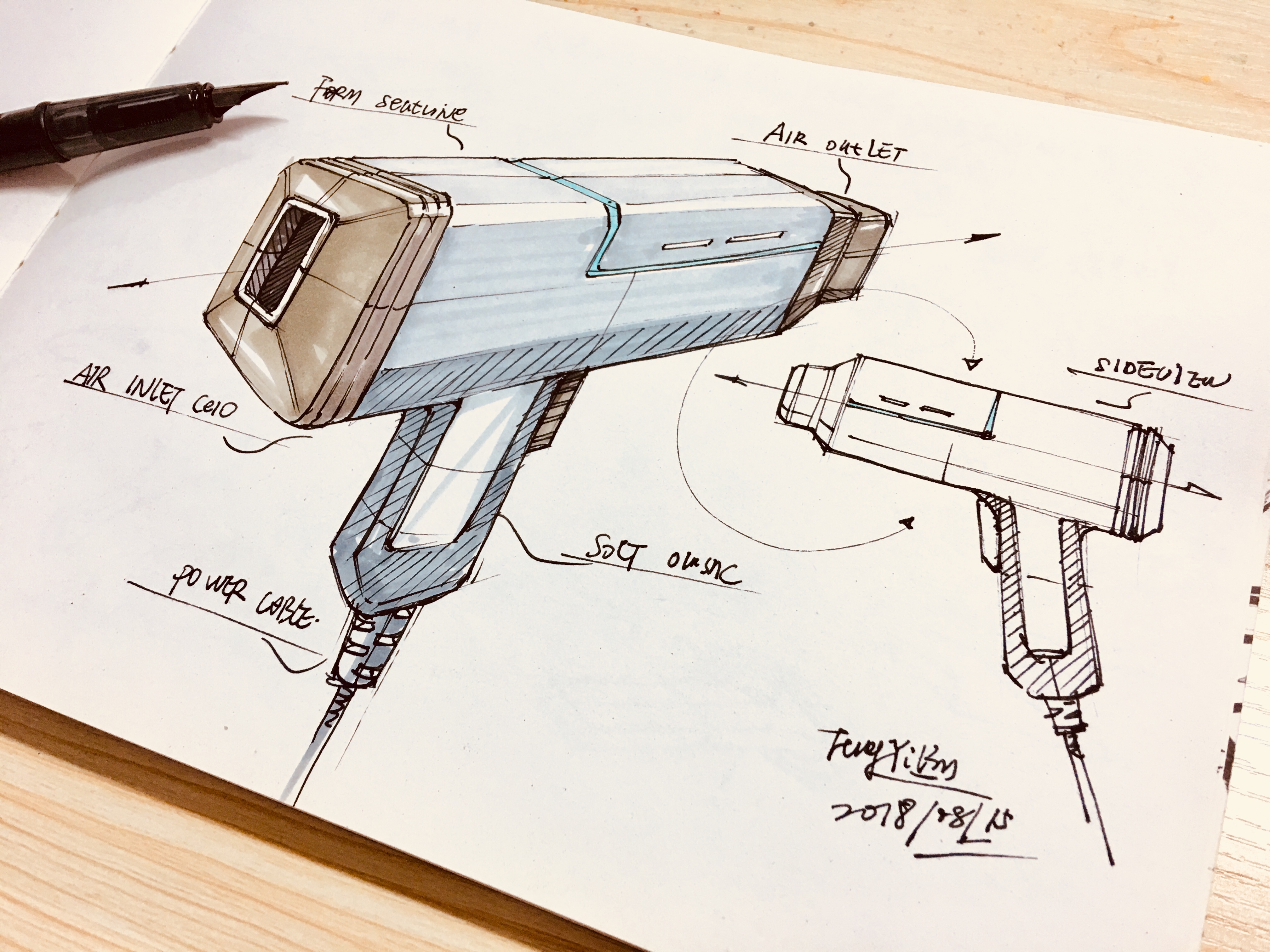 Designer's hand-painted book，Hand drawn industrial design，Hand drawn product design，Teng Yilin，