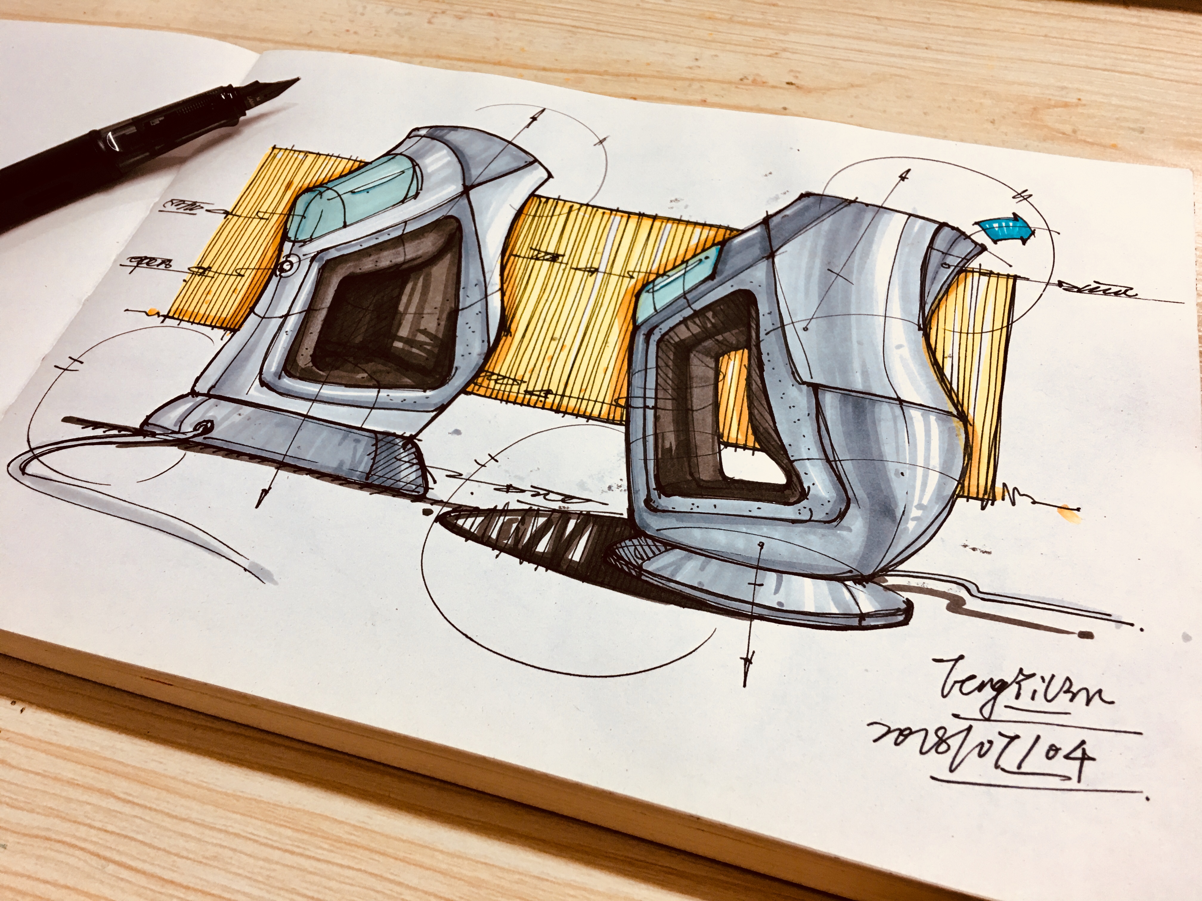 Designer's hand-painted book，Hand drawn industrial design，Hand drawn product design，Teng Yilin，