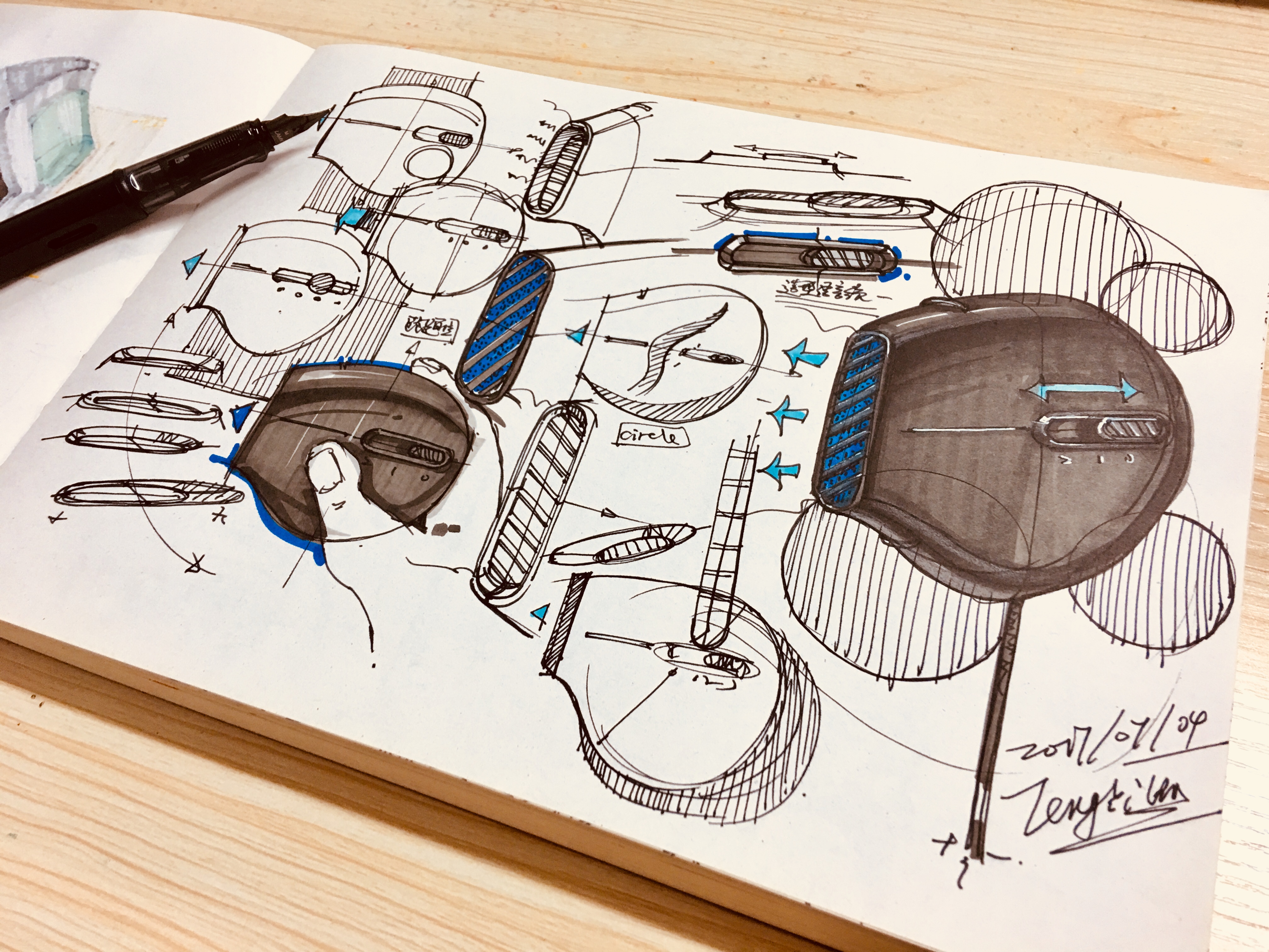 Designer's hand-painted book，Hand drawn industrial design，Hand drawn product design，Teng Yilin，