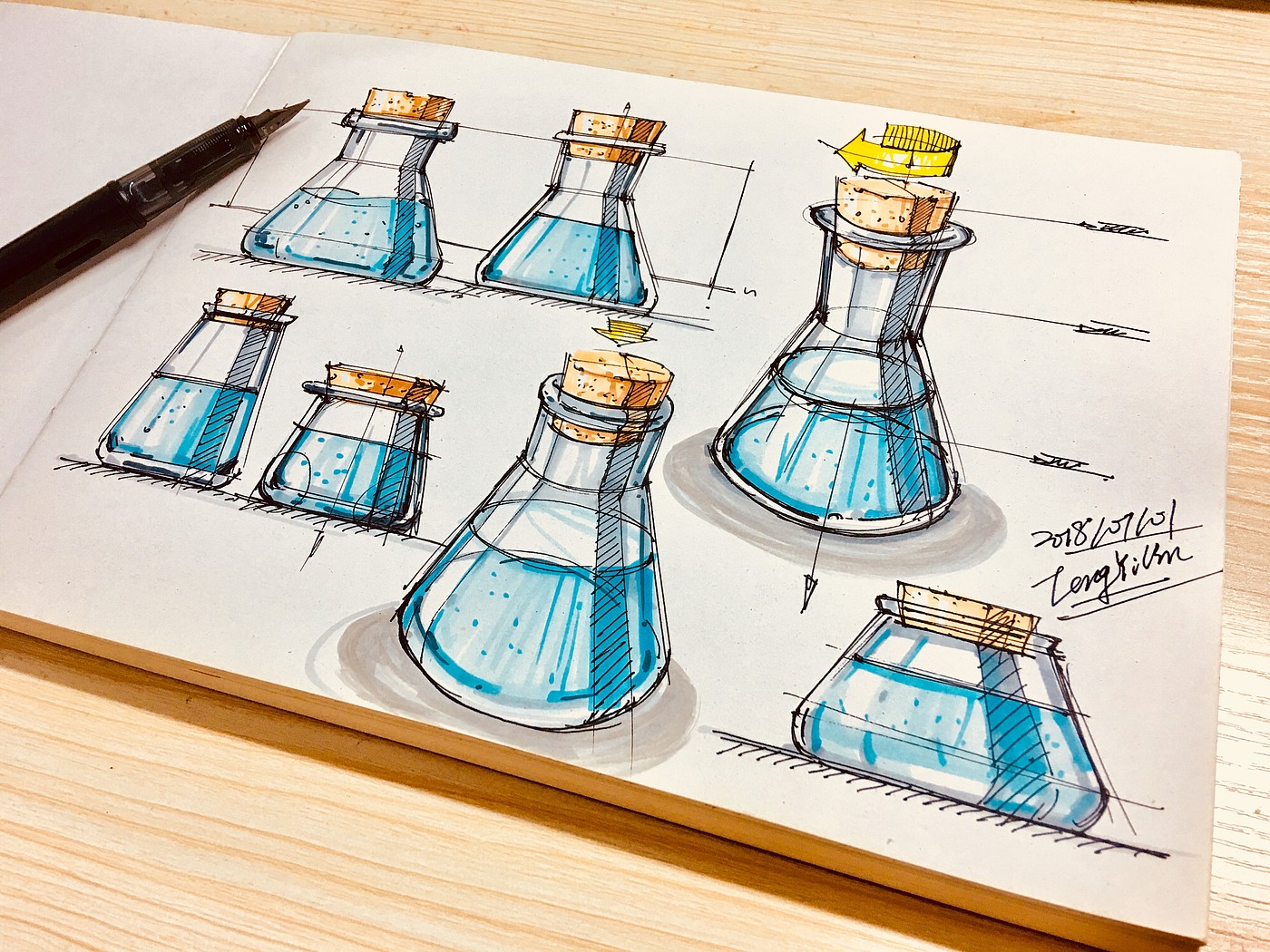 Designer's hand-painted book，Hand drawn industrial design，Hand drawn product design，Teng Yilin，