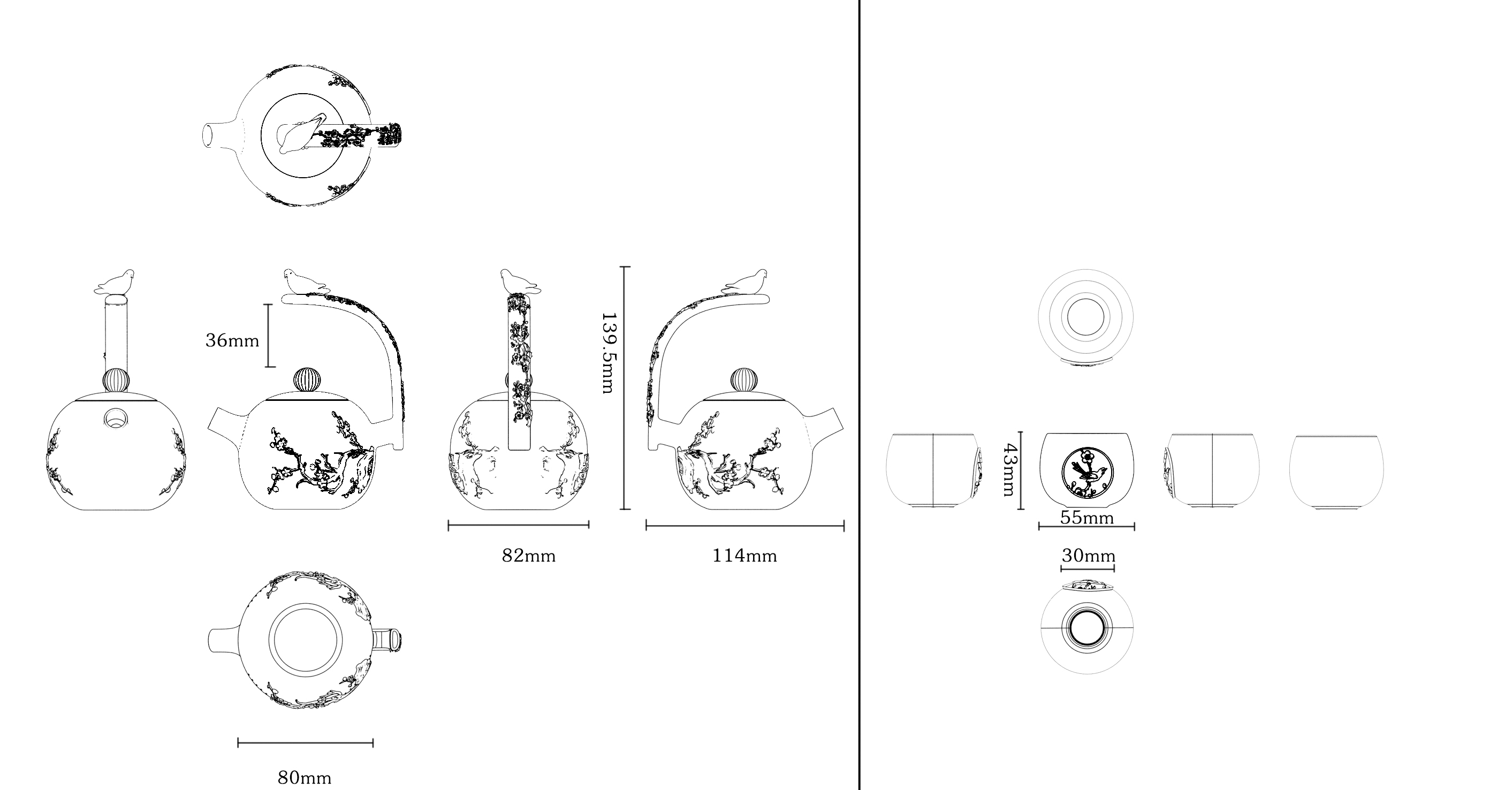 teapot，silver，Magpie，