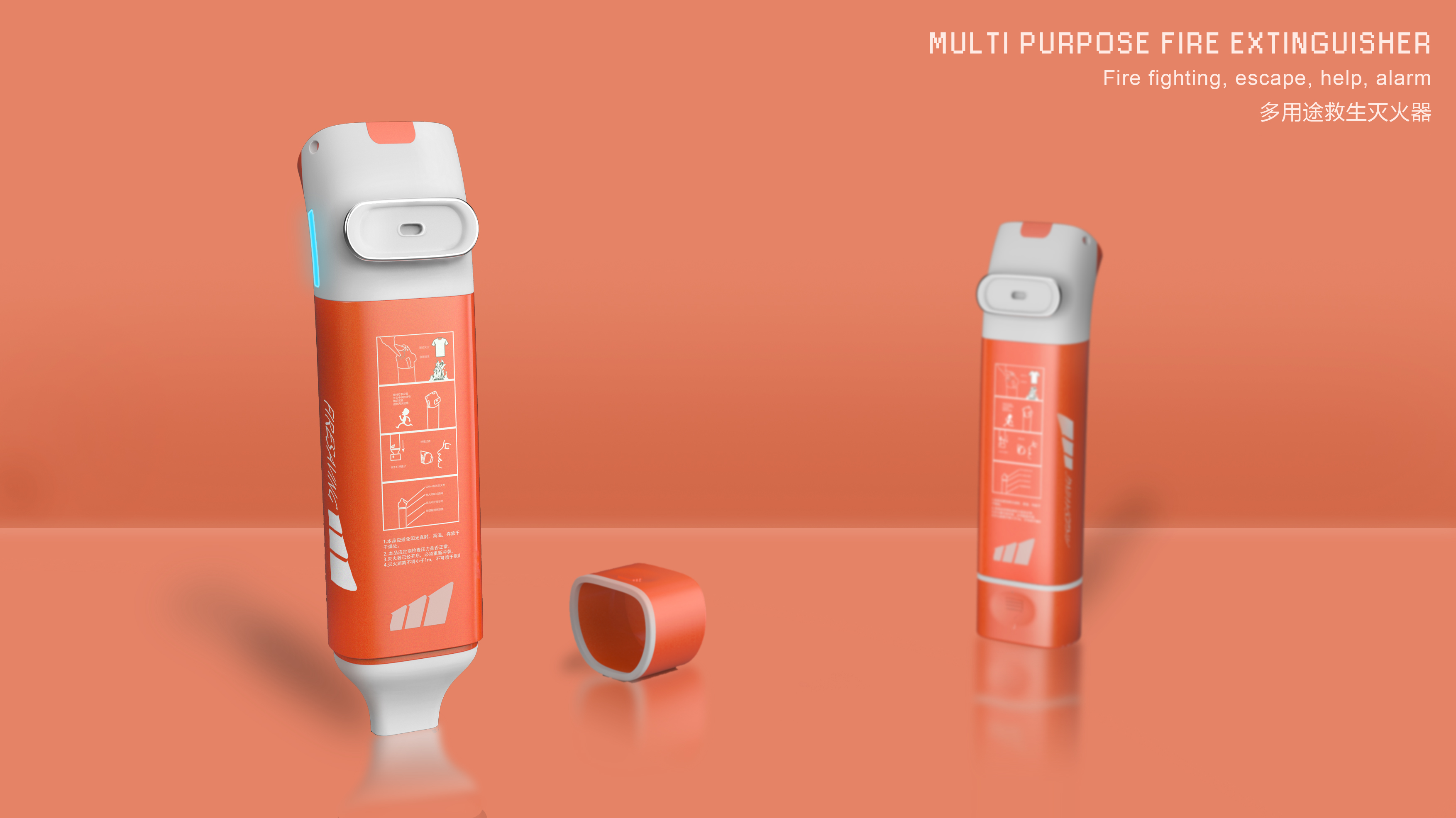 Fire, breathing, fire fighting, call for help，