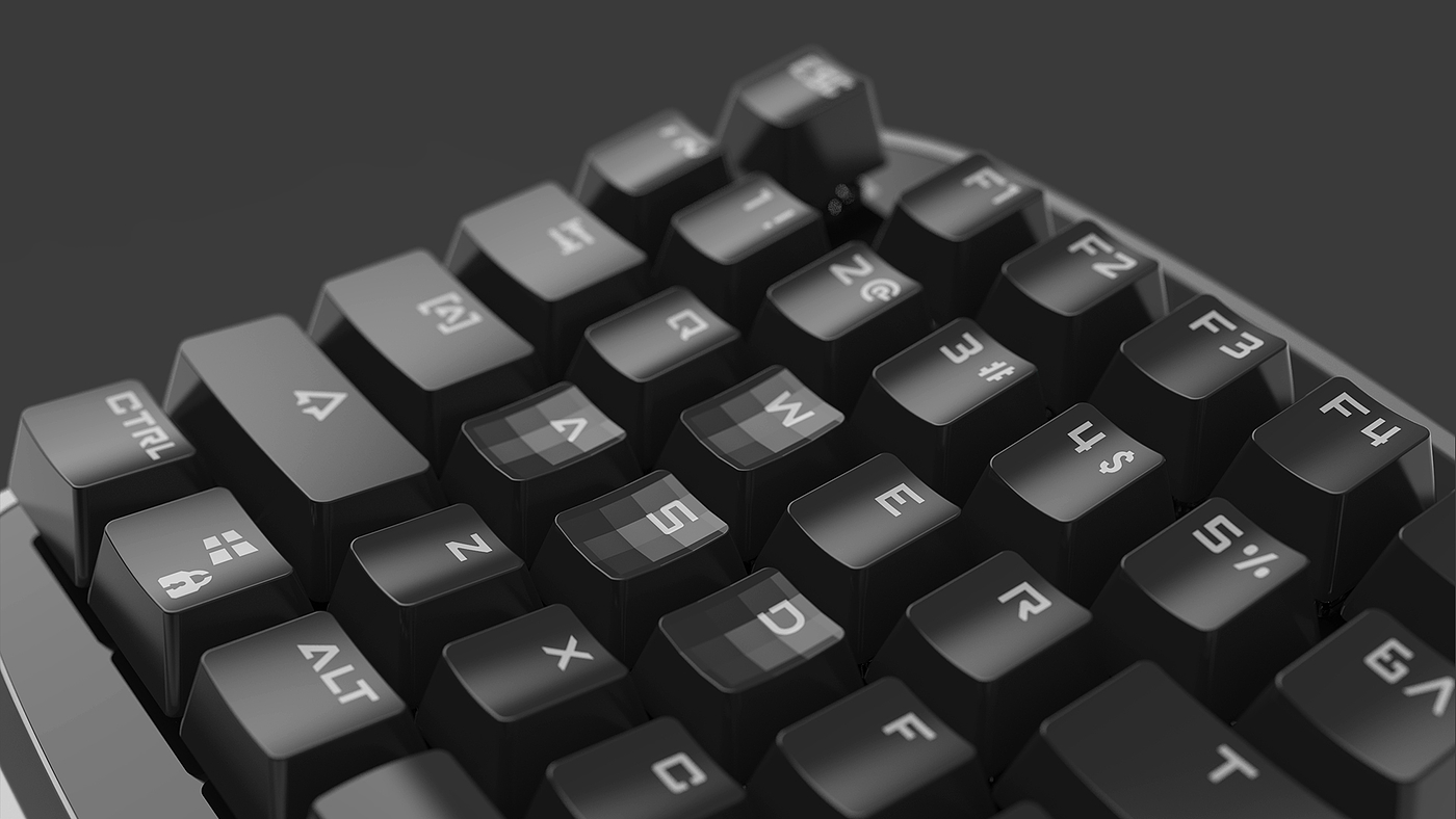 Gaming keyboard，One handed keyboard，industrial design，