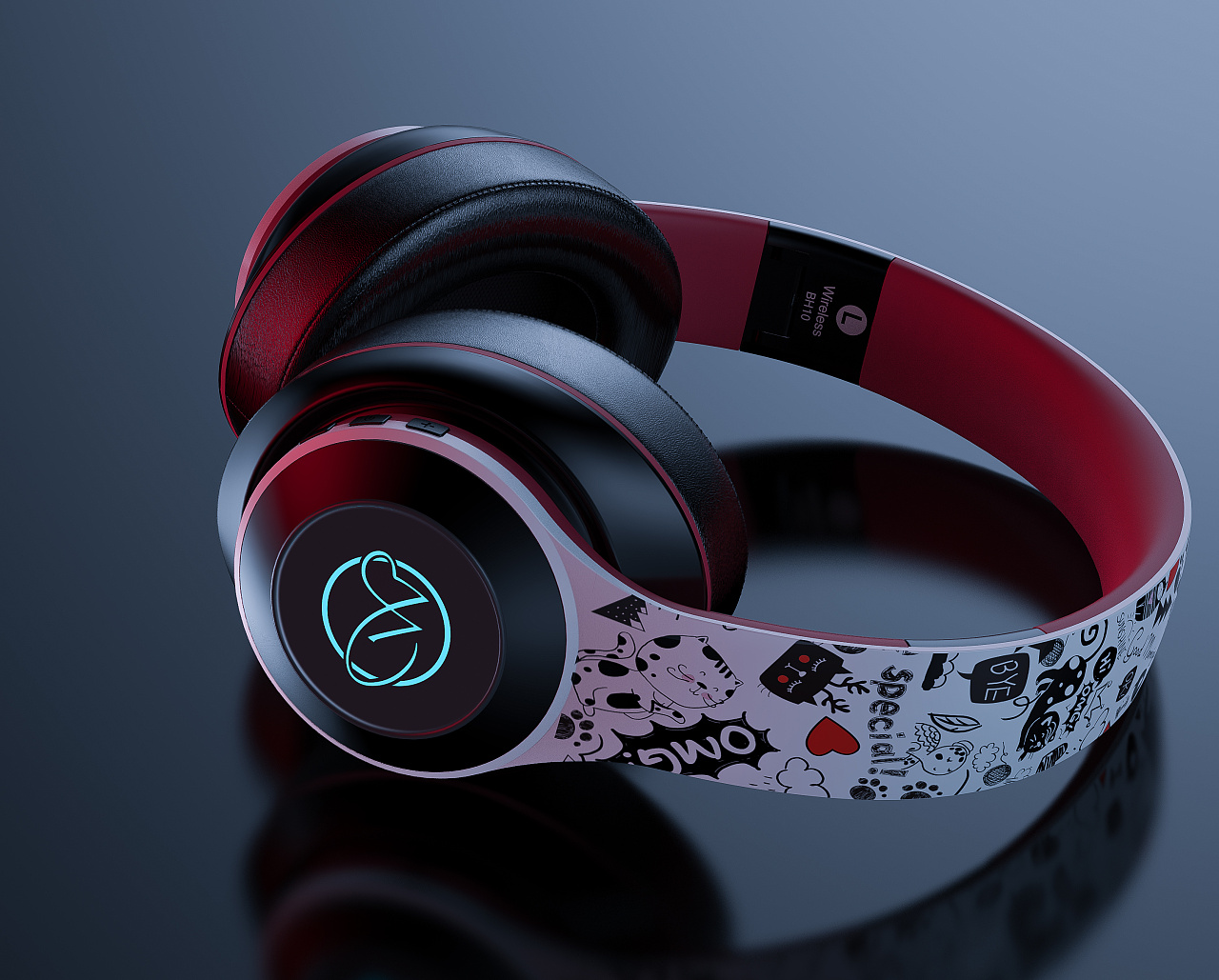 Headphone rendering，Headphone rendering，Charging head rendering，