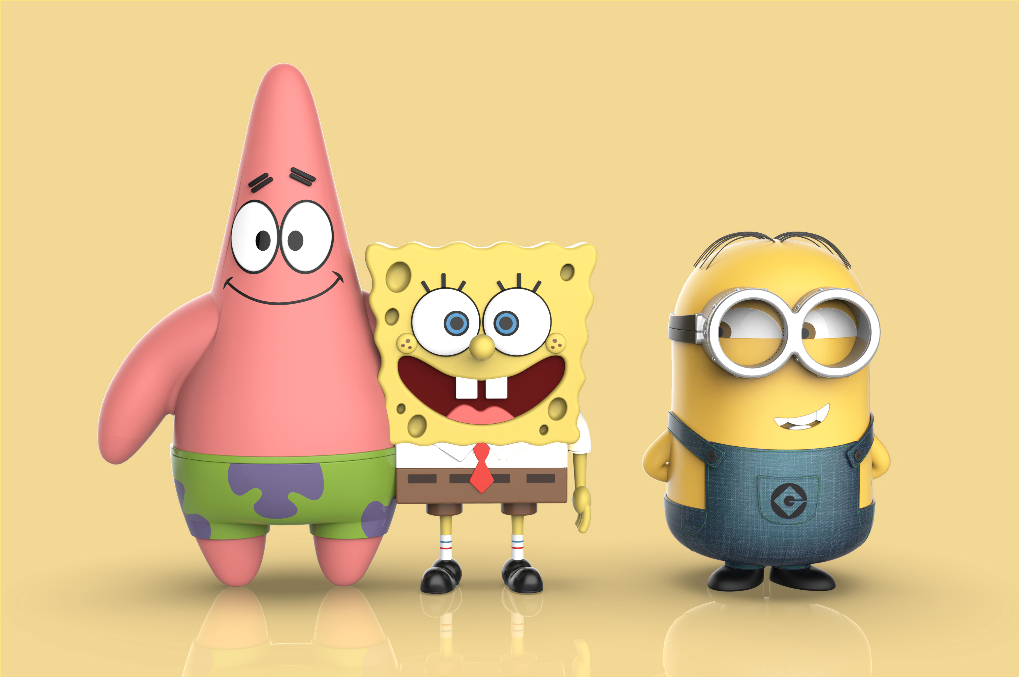 小黄人和海绵宝宝一家人就要整整齐齐