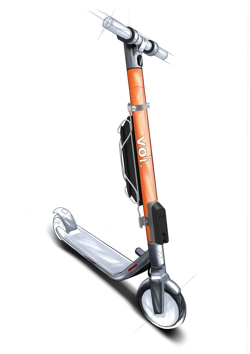 Electric scooter，Ecological environmental protection，Internet of things，Hand drawing + modeling，