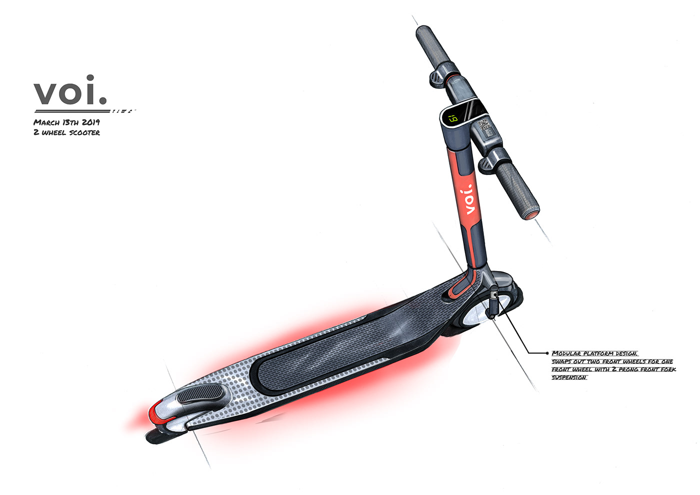 Electric scooter，Ecological environmental protection，Internet of things，Hand drawing + modeling，