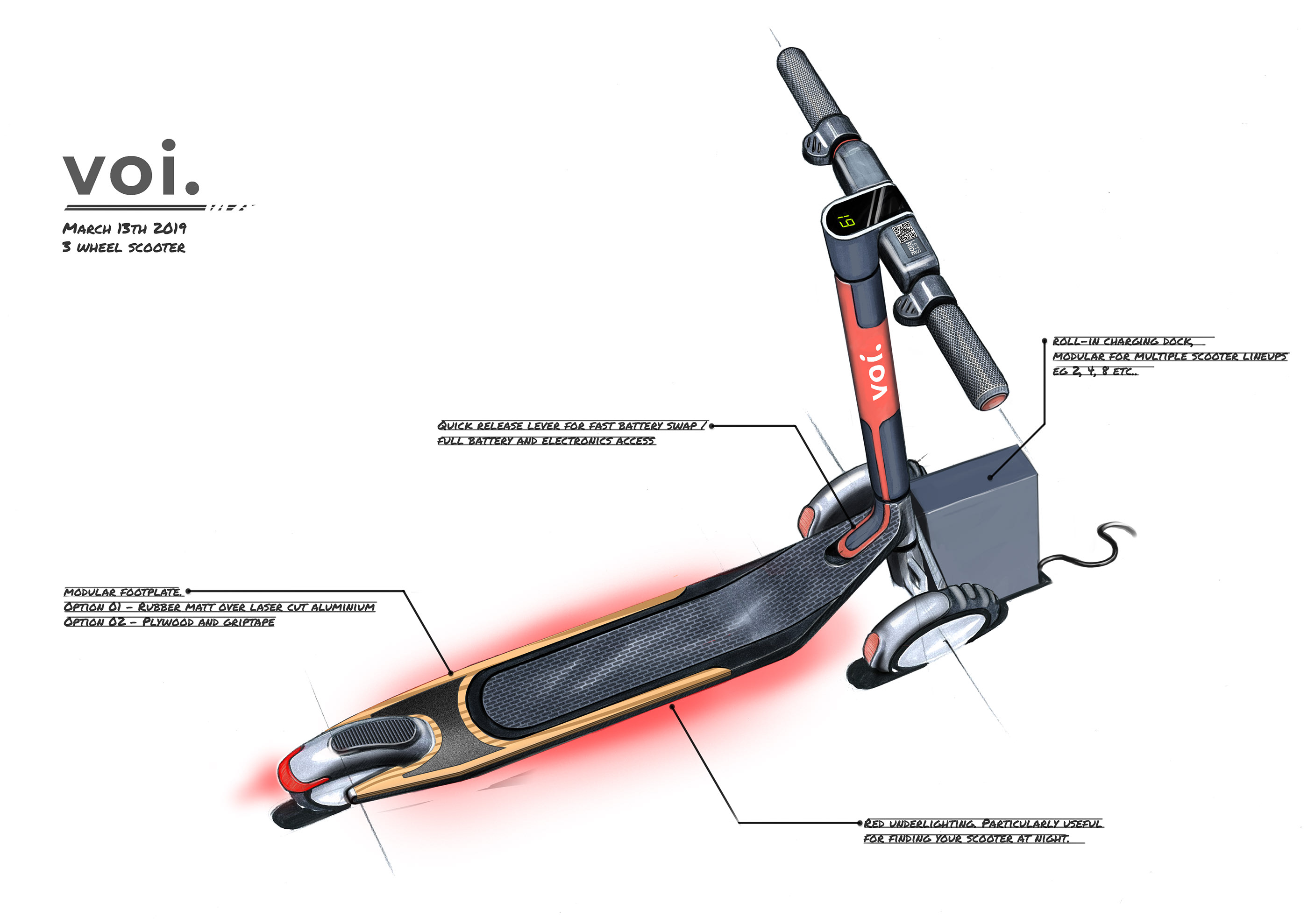 Electric scooter，Ecological environmental protection，Internet of things，Hand drawing + modeling，