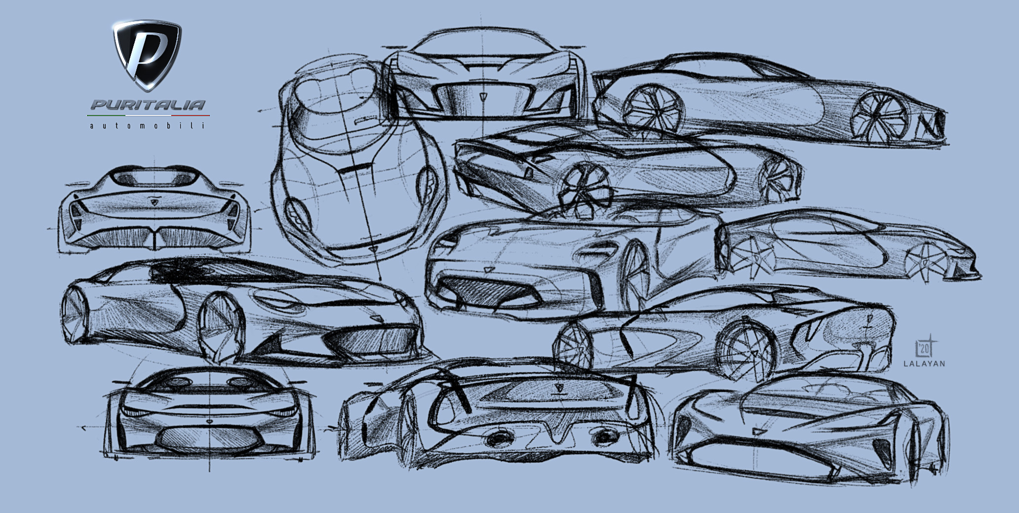 Sports car，Italy，Render，idea sketch ，