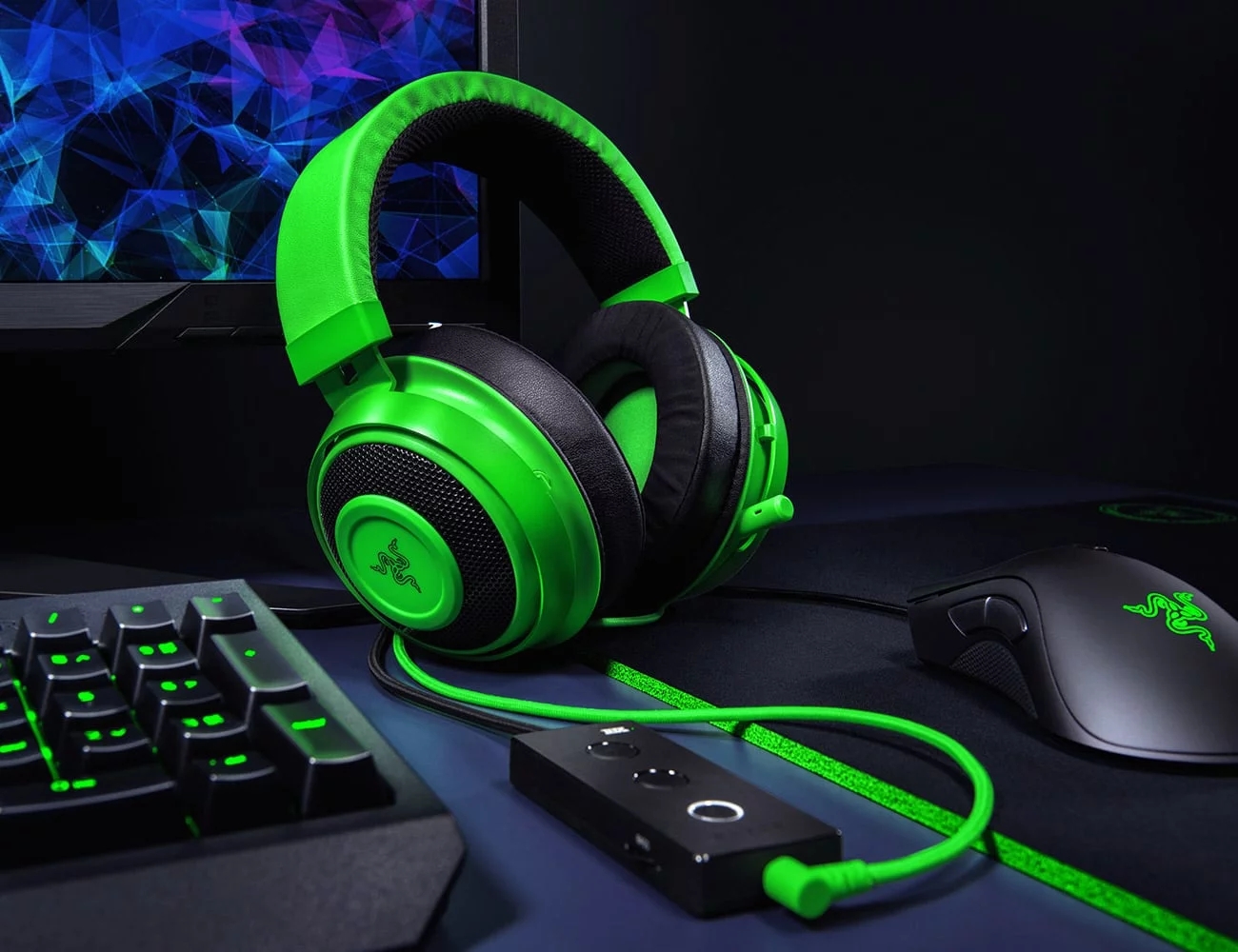 headset，Game headset，Competition major，green，Kraken the thunder snake，