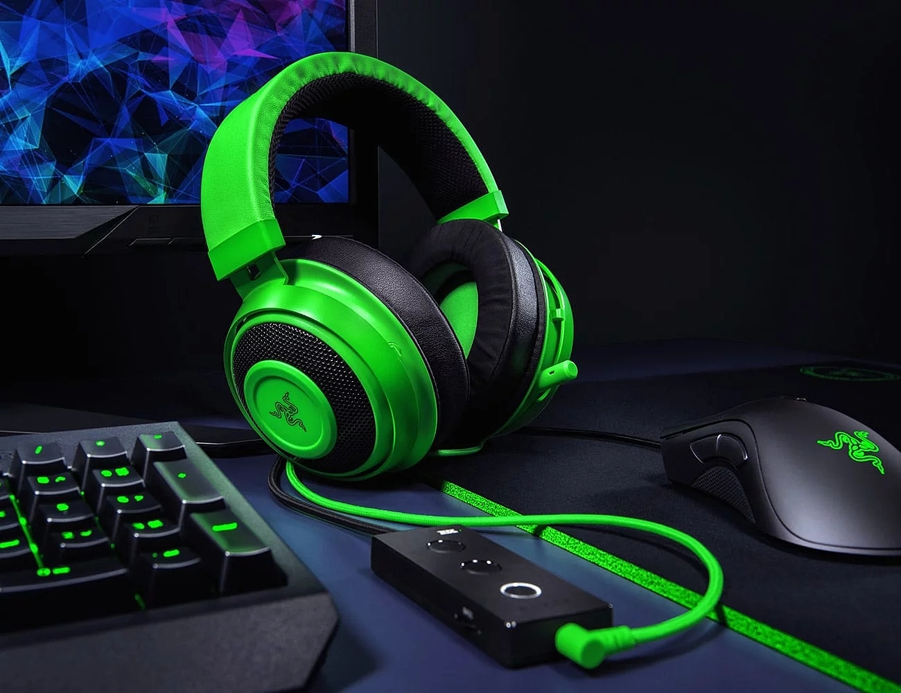 headset，Game headset，Competition major，green，Kraken the thunder snake，